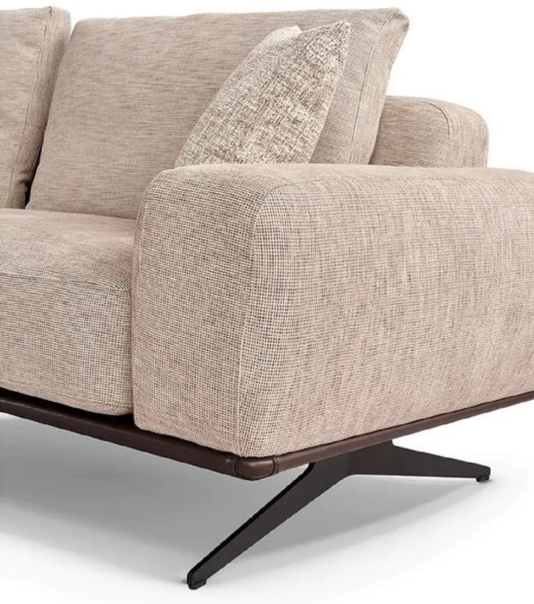 Luxury sofa beige / dark brown 320 x 100 x H. 70 cm - living room sofa - hotel sofa - living room furniture - hotel furniture - luxury furniture - luxury furnishings - living room furnishings
