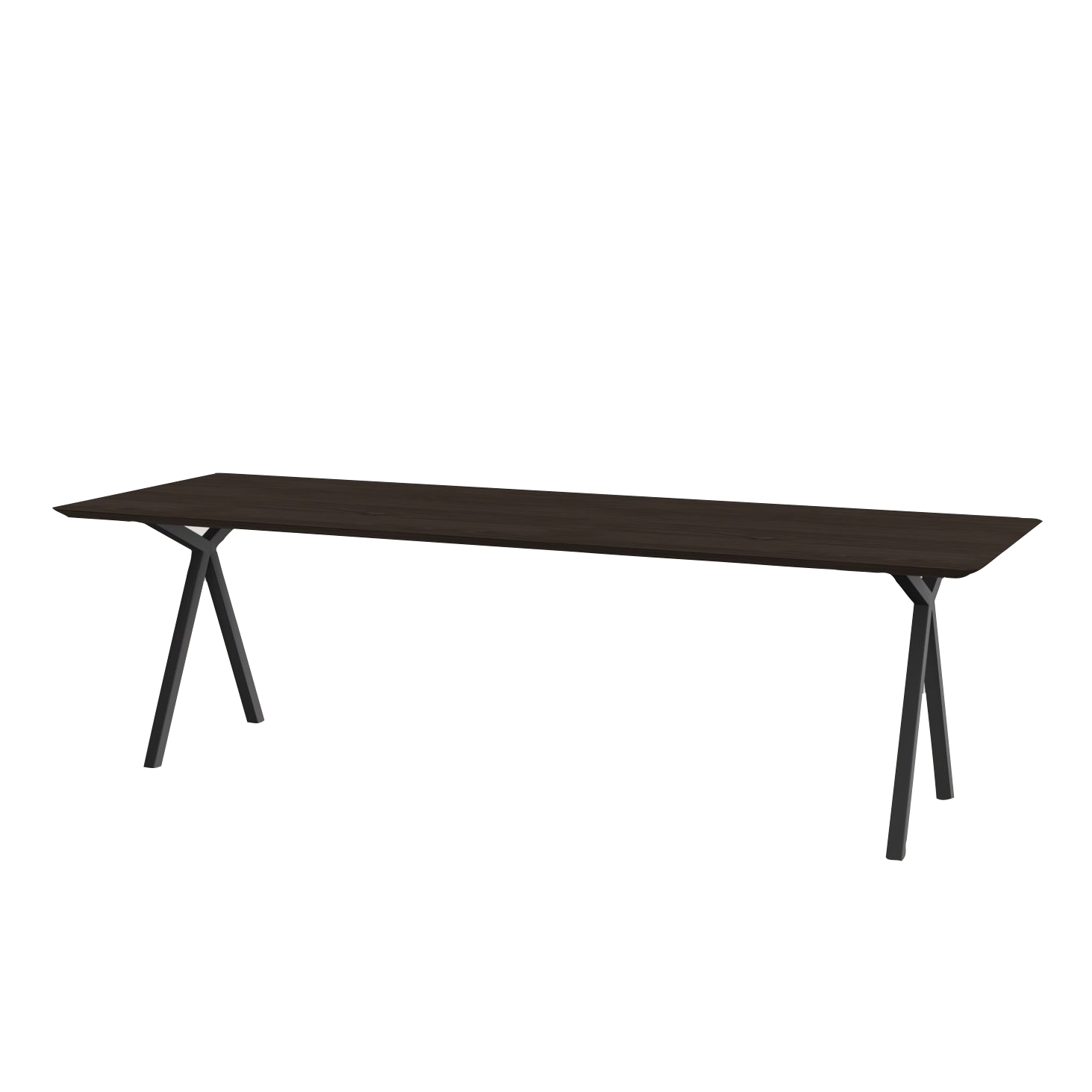 Studio HENK tafel Slim X-type Rechthoekig - zwart frame, gerookte beits 260 x 90 | Gerookte Beits | Verjongde Rand | Frame Zwart