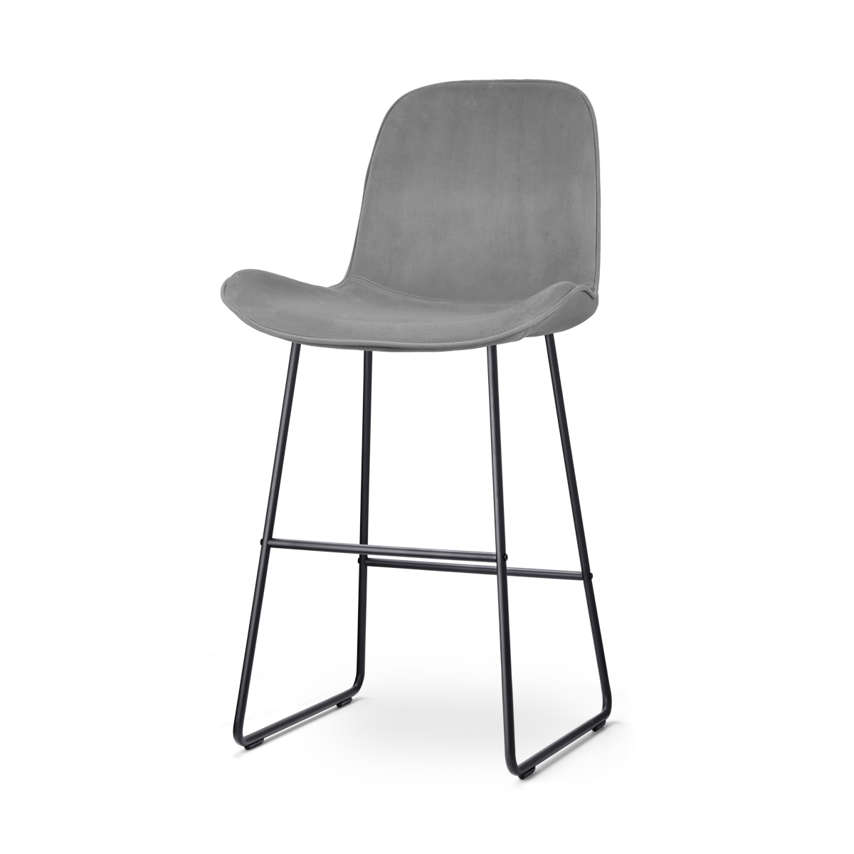 Barkruk Nino-Fé velvet grijs - zwart onderstel - 75 cm