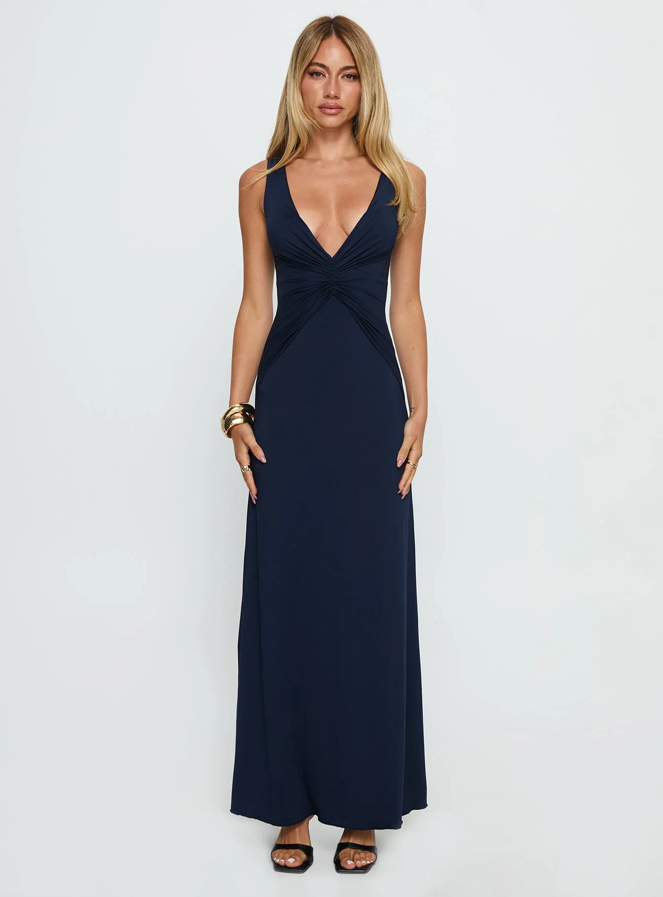 Frederica Plunge Maxi Dress Navy
