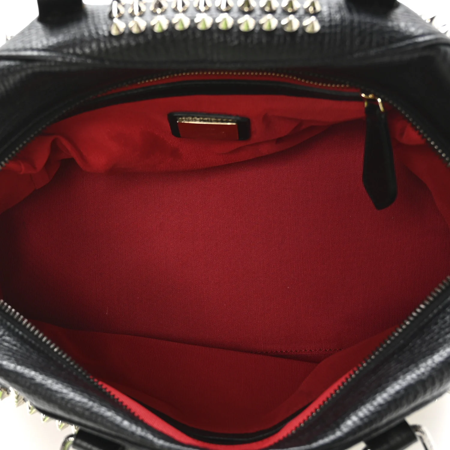 Grained Calfskin Studded Panettone Bowling Bag Black - Top Club