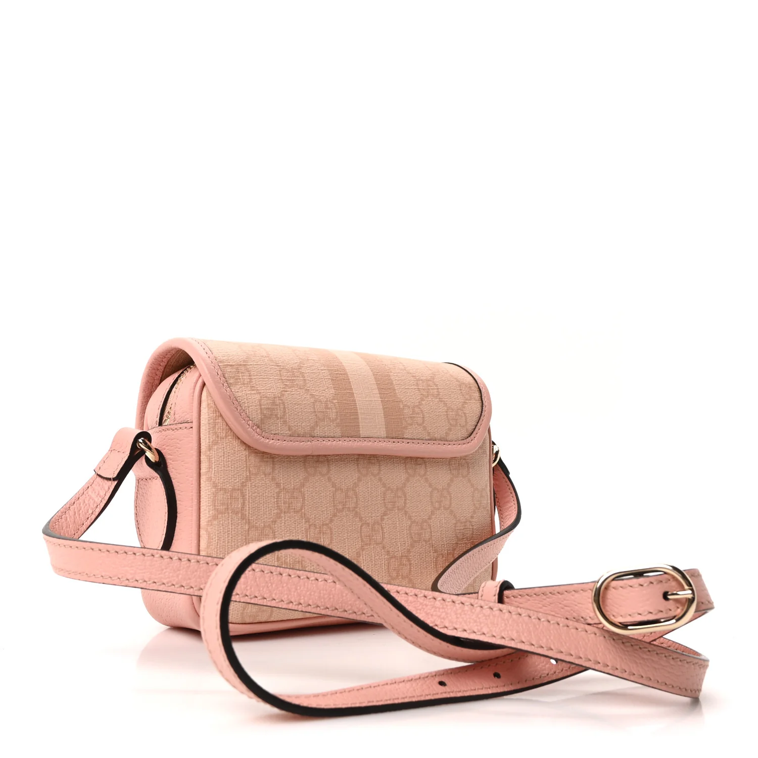 GG Supreme Monogram Textured Dollar Calfskin Mini Ophidia Flap Shoulder Bag Rose Pink - Top Club