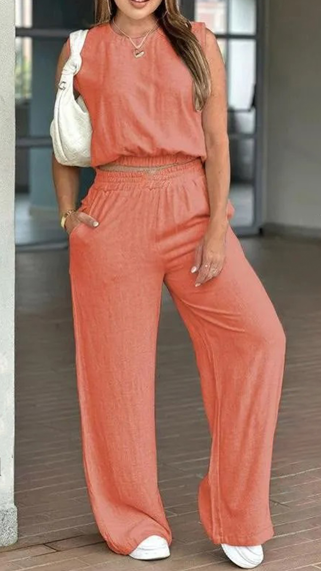🌷🌷Women's Cotton Sleeveless Tank & Wide Leg Pants 2-Piece Lounge Set - Nordfashionstorm - Women's Clothing, Fashion for You - Nordfashionstorm.com