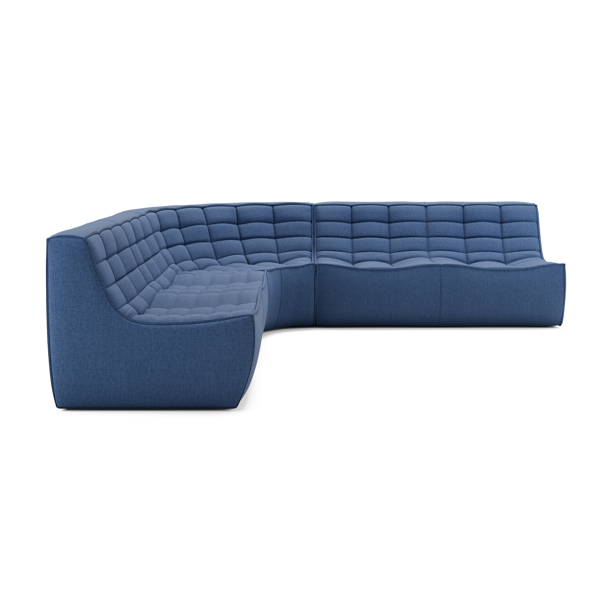 Modulaire bank N701 blue set 2x2 seat 90° ronde hoek