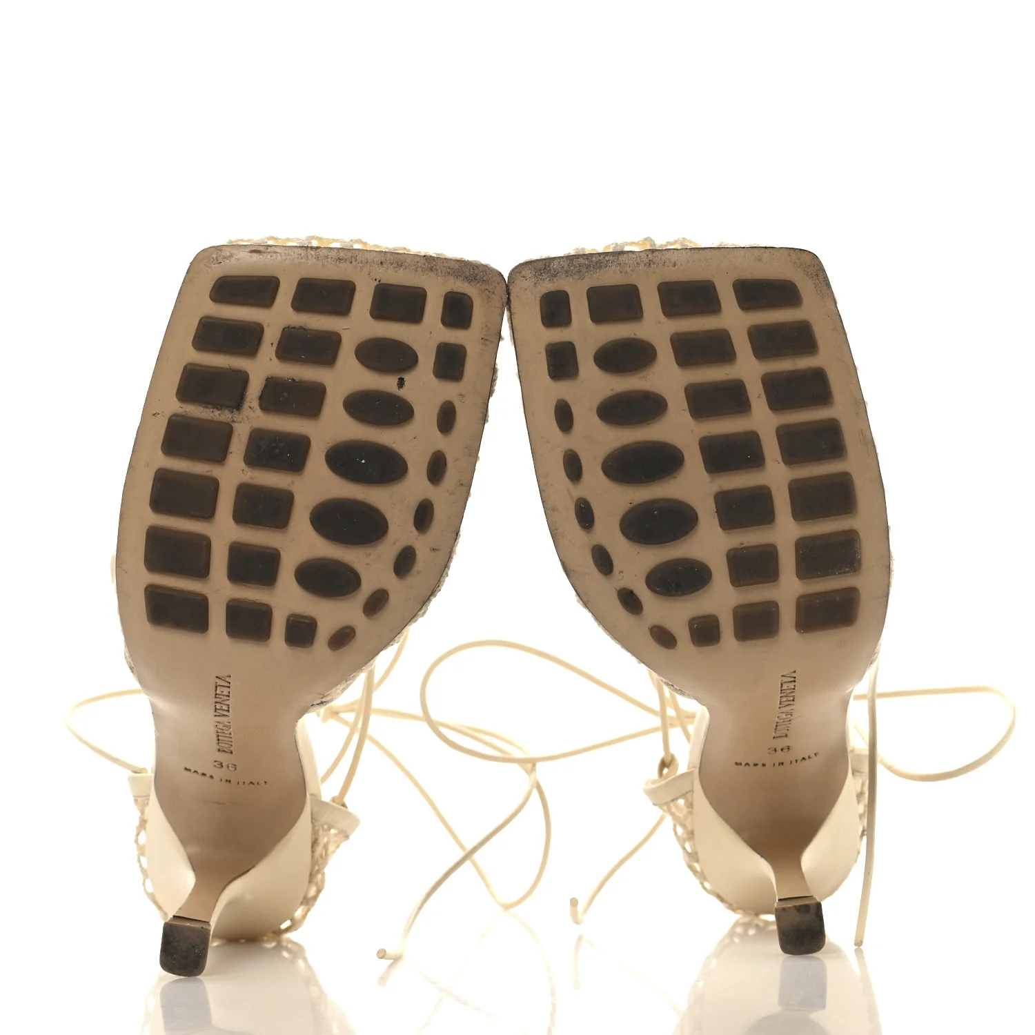 Mesh Nappa Stretch Ankle Tie Sandals 36 Toile - Top Club
