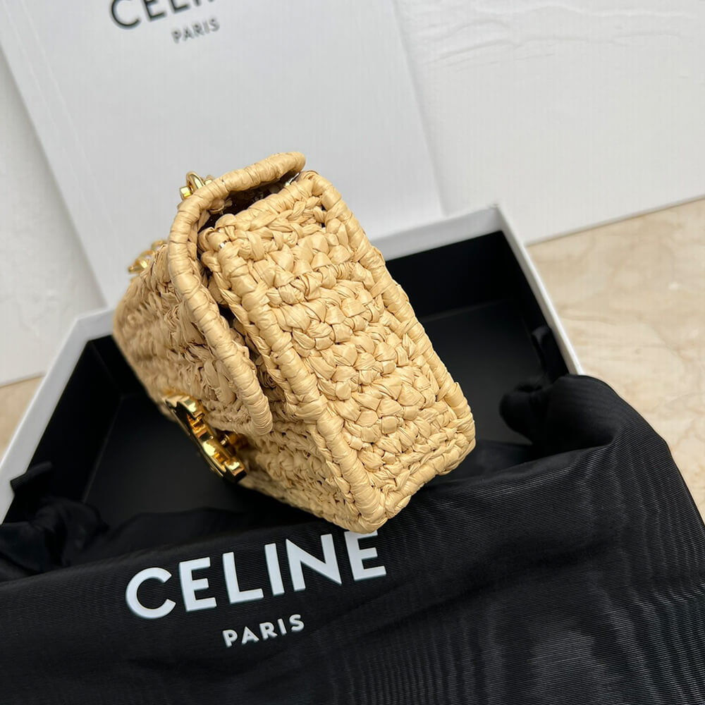 CELINE CHAIN SHOULDER BAG CLAUDE IN RAFFIA EFFECT TEXTILE(HIGH-END GRADE) - Top Club