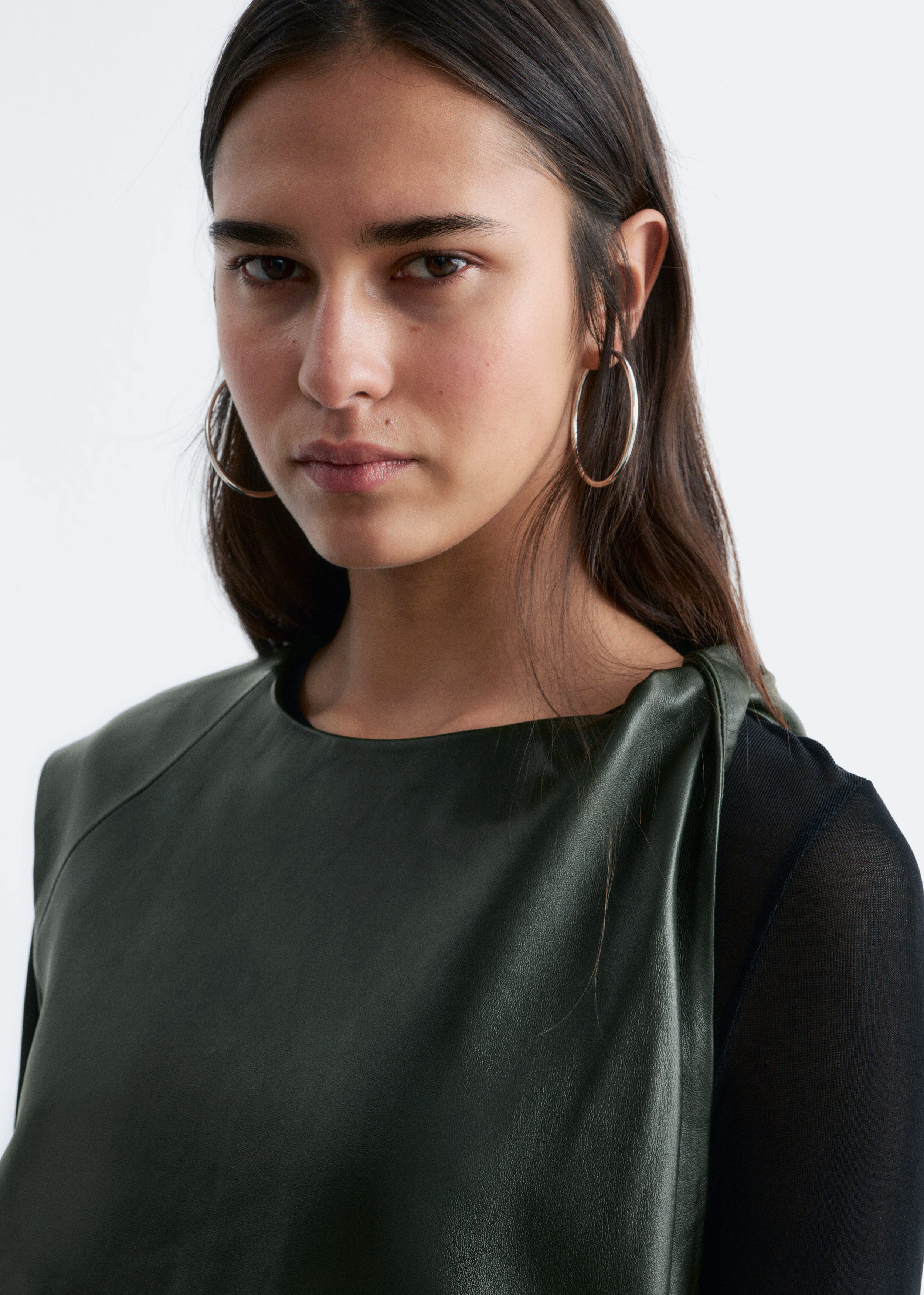 & Other Stories TWIST-SHOULDER LEATHER TOP