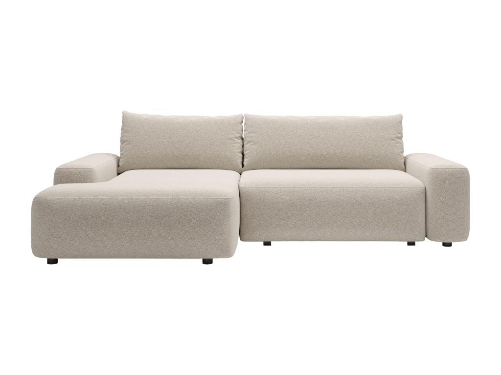Sofá esquinero izquierdo convertible de tela texturizada color crema
