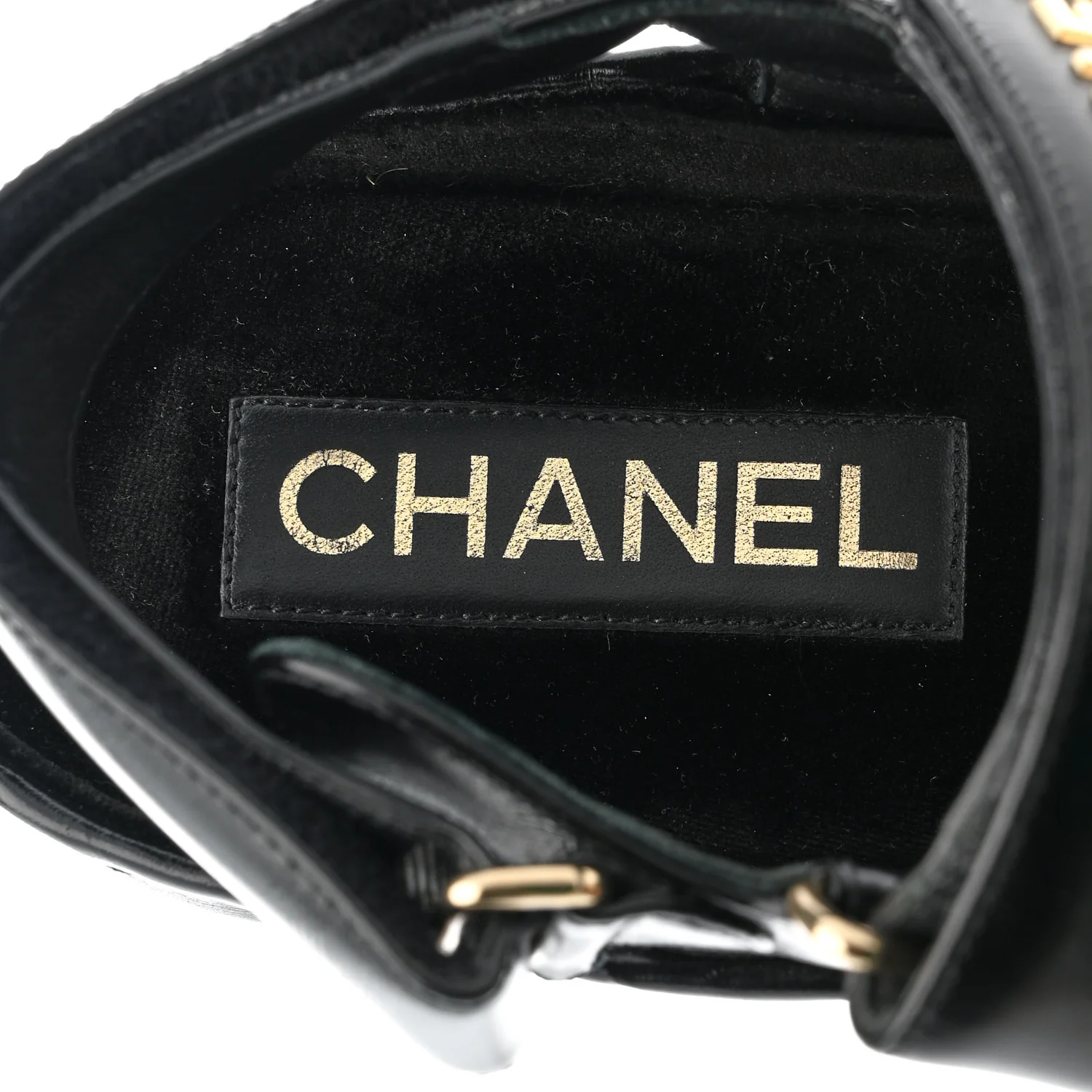 Shiny Calfskin Logo Platform Sandals 39 Black - Top Club