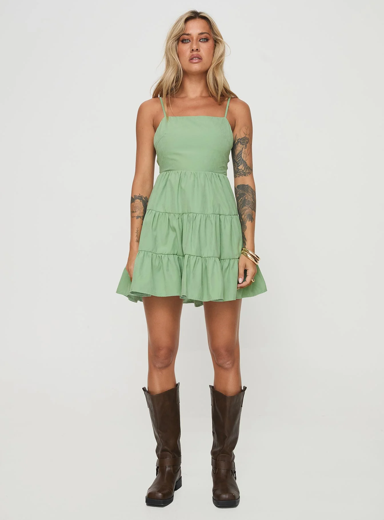Summer Break Mini Dress Sage