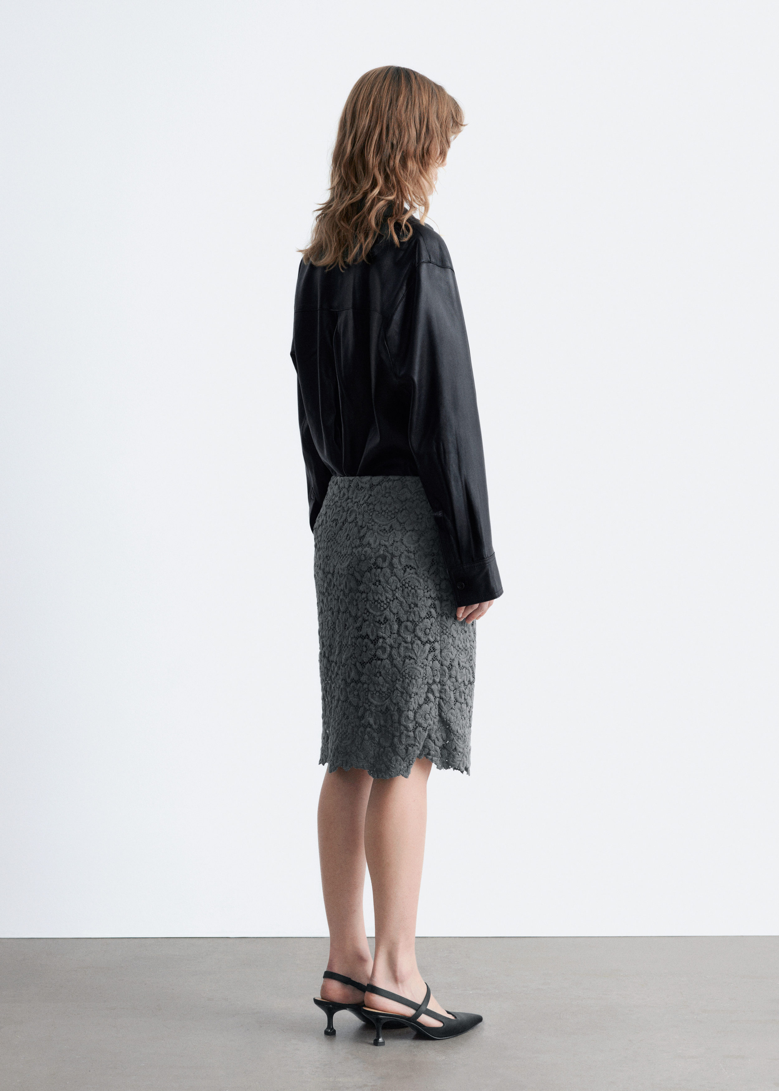 & Other Stories PENCIL LACE MIDI SKIRT