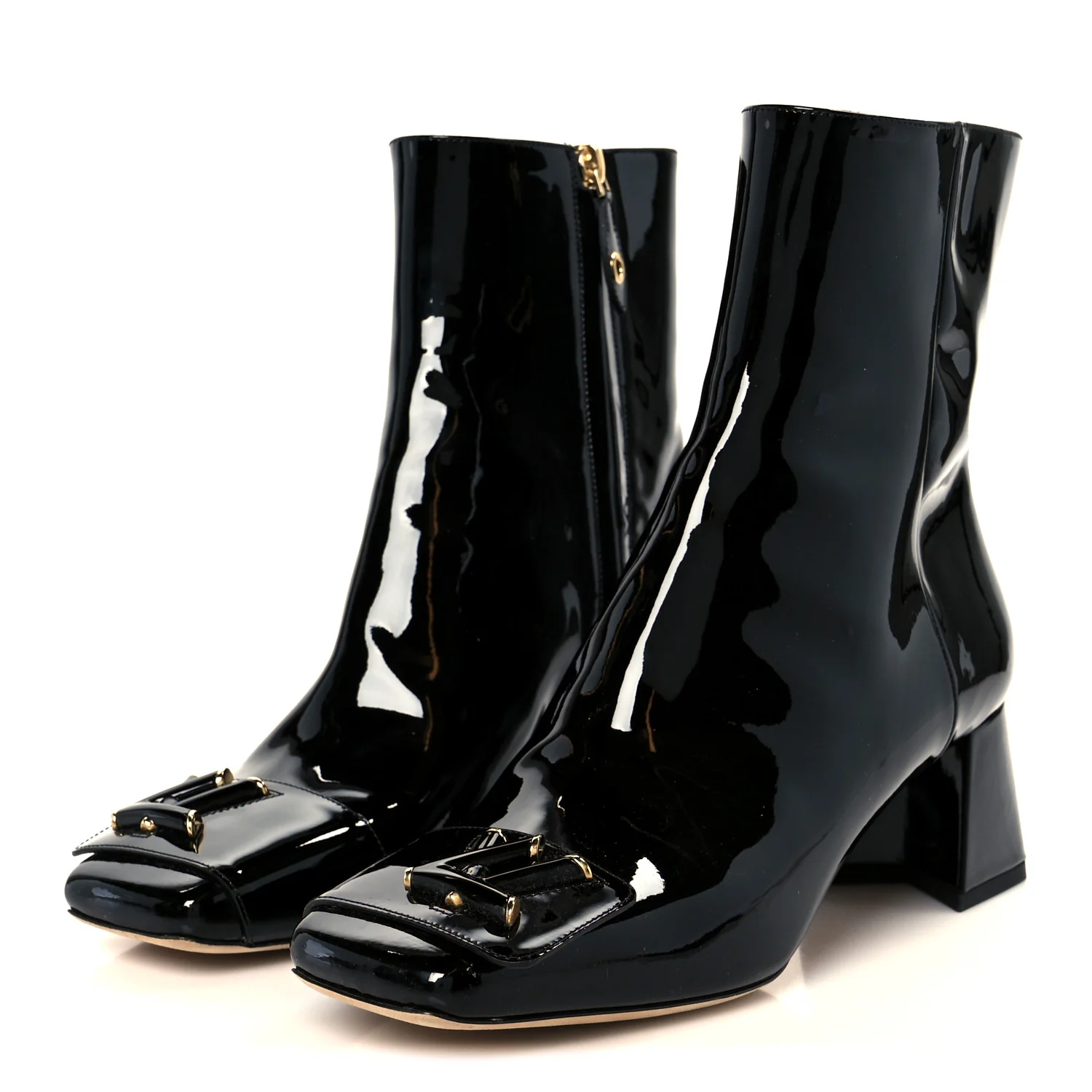 Patent Calfskin Shake Ankle Boots 38 Black - Top Club