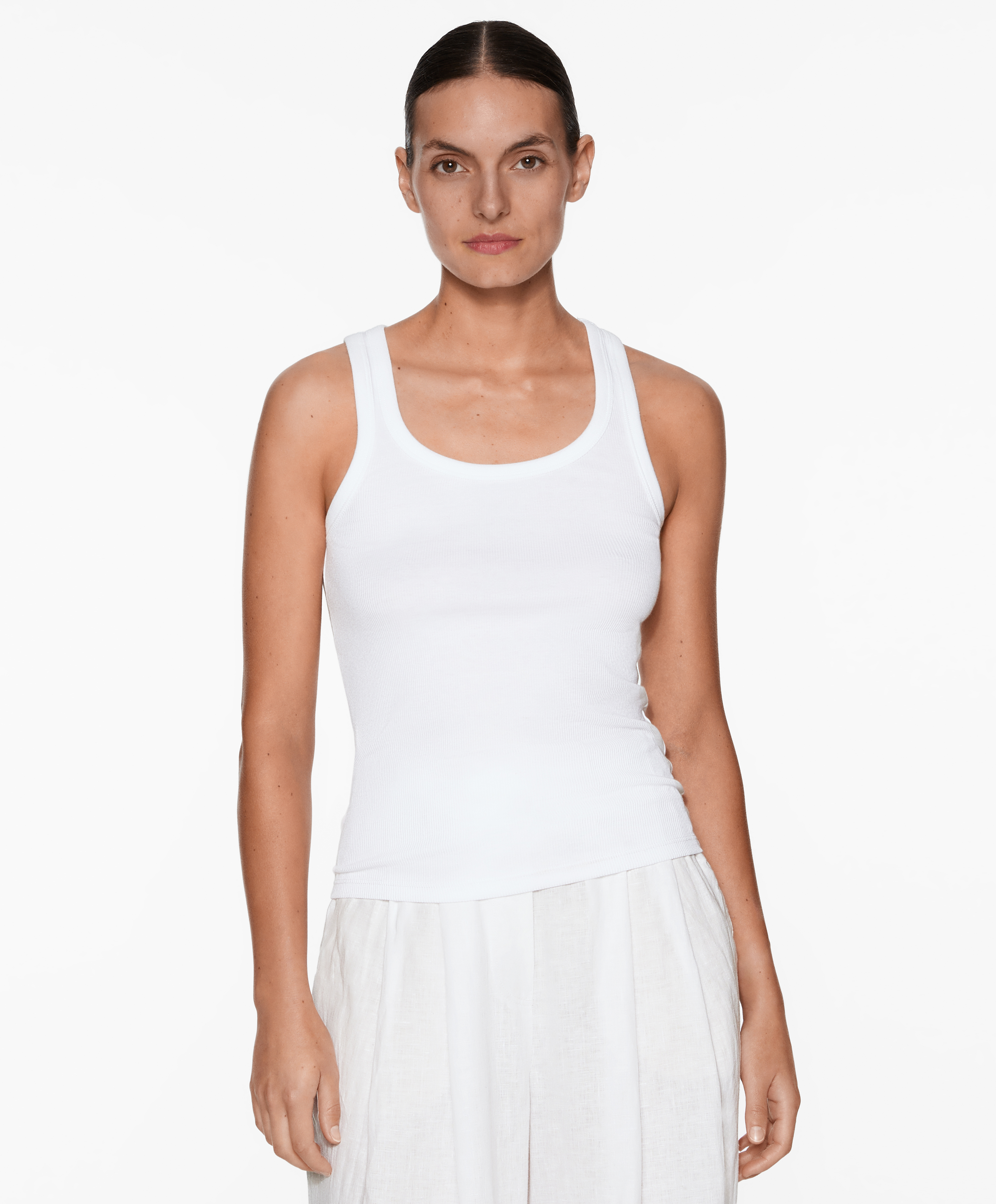 OYSHO Rib vest top with cotton and modal