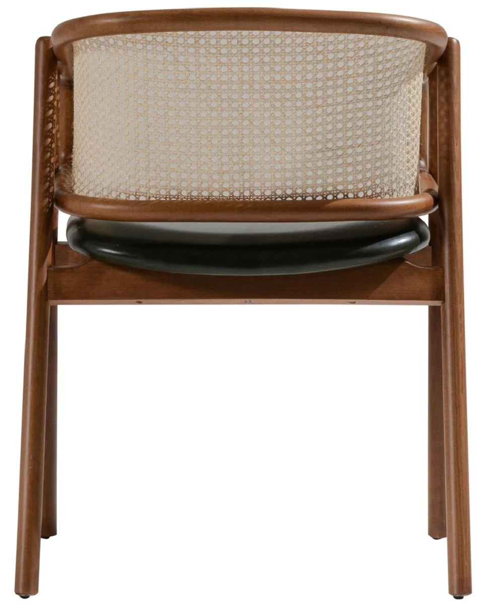 Luxury dining room chair with armrests brown / natural / dark green H. 77 cm