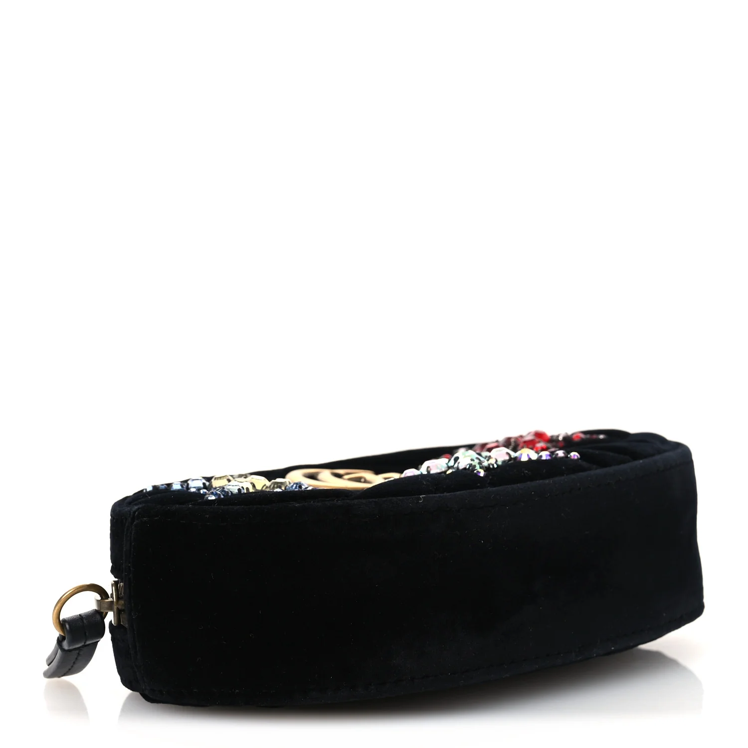 Velvet Matelasse Crystal Star GG Marmont Belt Bag 75 30 Black - Top Club