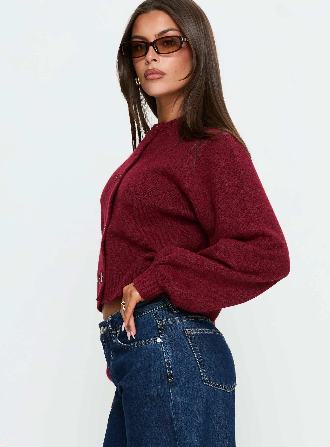 Kammi Button Up Cardigan Red