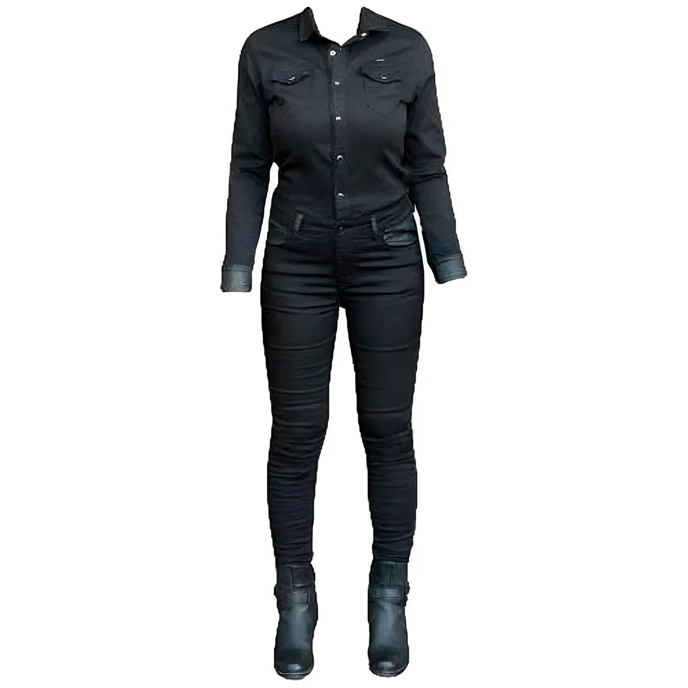 TESS LADY BLACK DENIM JUMPSUIT