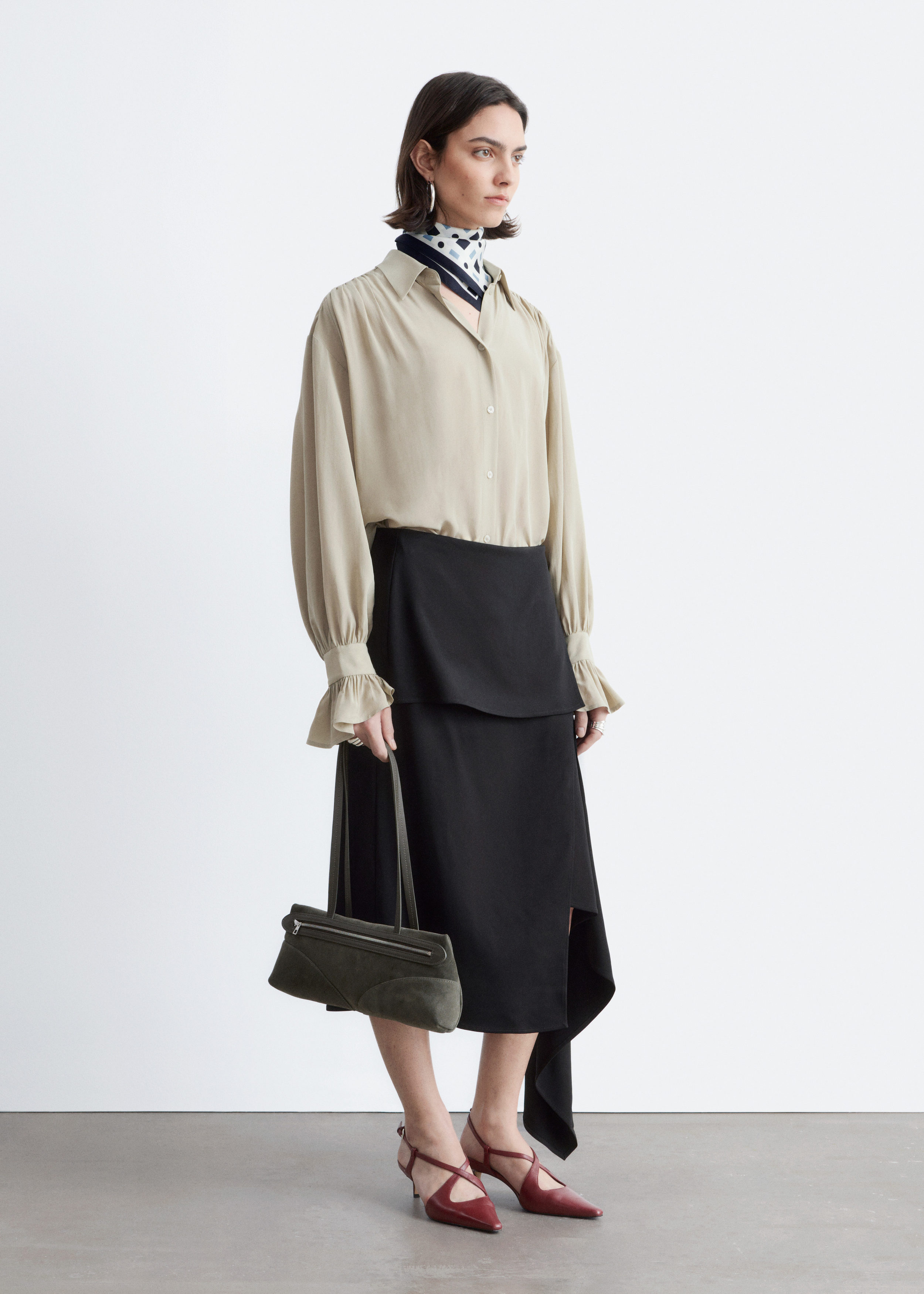 & Other Stories TIE-BACK GATHERED BLOUSE
