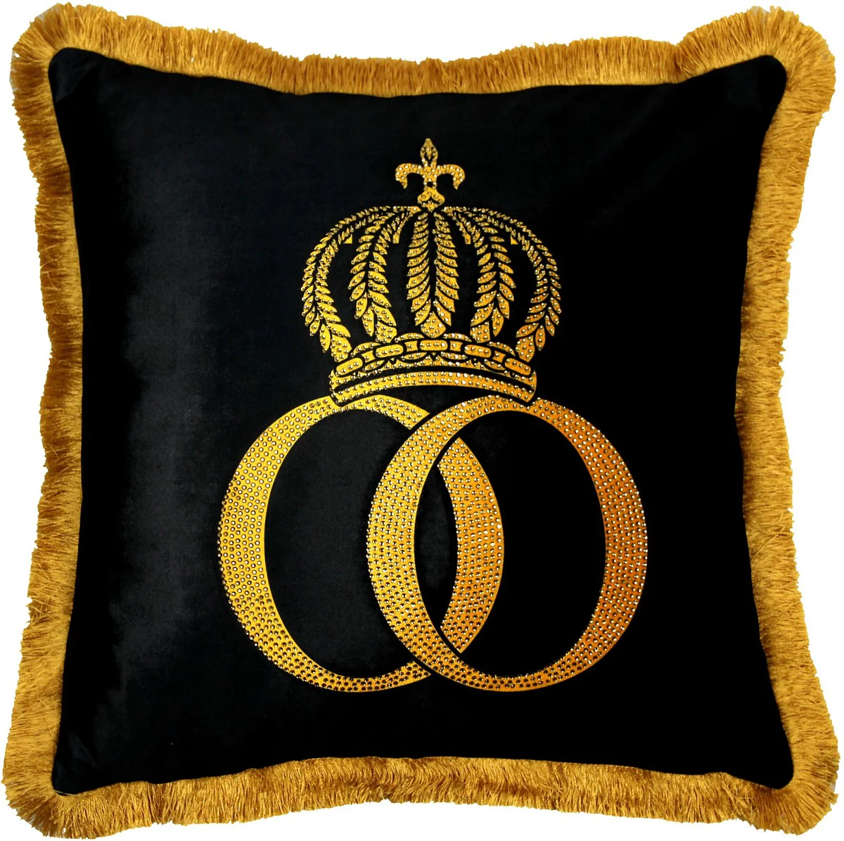 Harald Glööckler Pillow Pompöös by Black / Gold Crown Deluxe with Rhinestones - Glööckler Luxury Baroque Pillow AAA