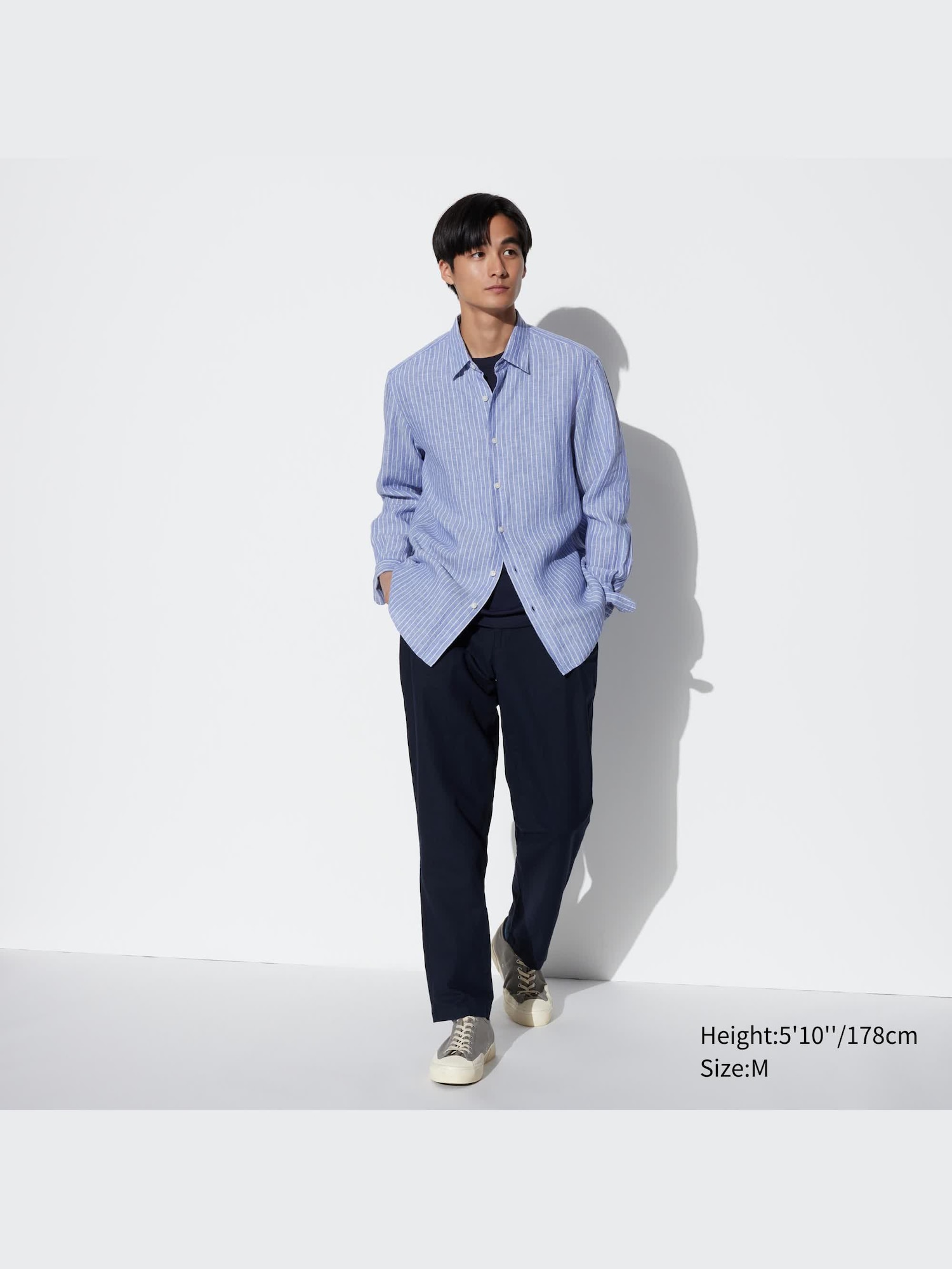 100% European Premium Linen Striped Long Sleeve Shirt