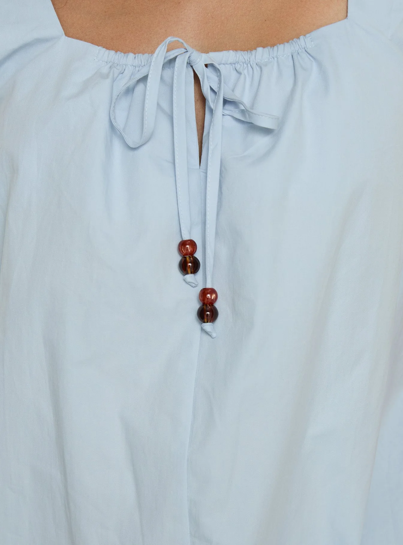 Barbel Square Neck Tie Detail Mini Dress Blue