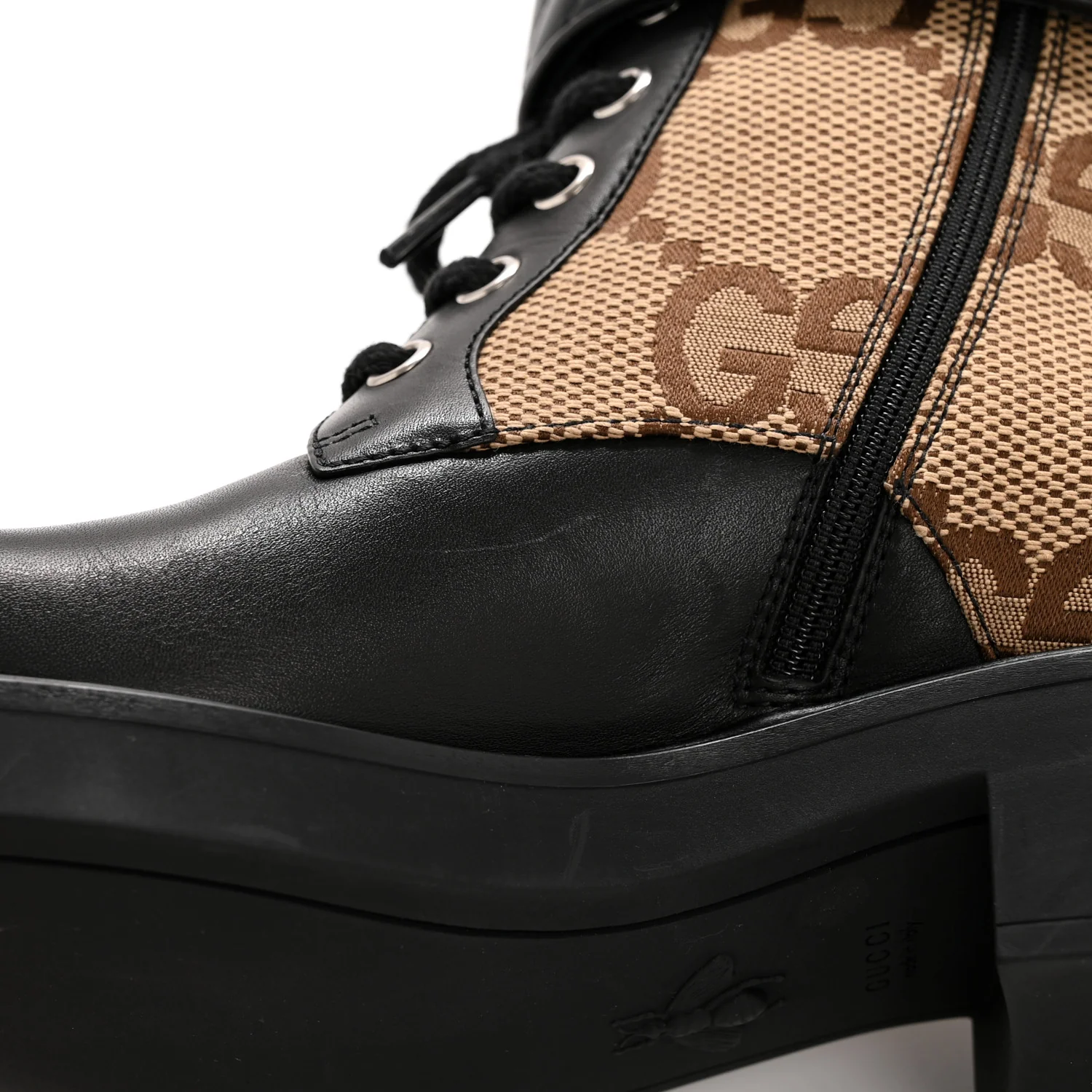 Flores Calfskin Monogram Maxi GG Nappa Matelasse Double G 40mm Ankle Boots 36.5 Black Camel Ebony - Top Club