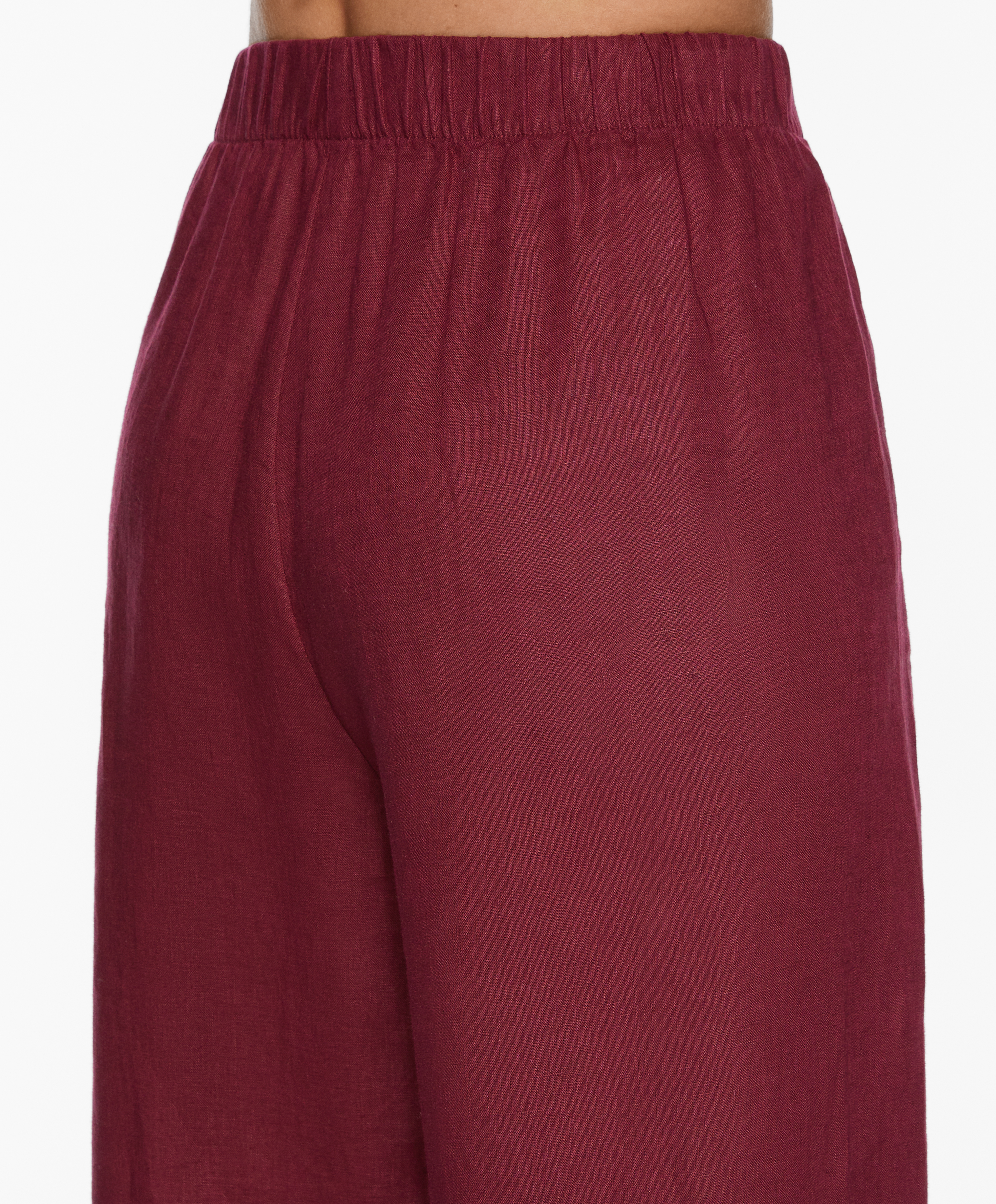 OYSHO 100% linen wide straight-leg trousers