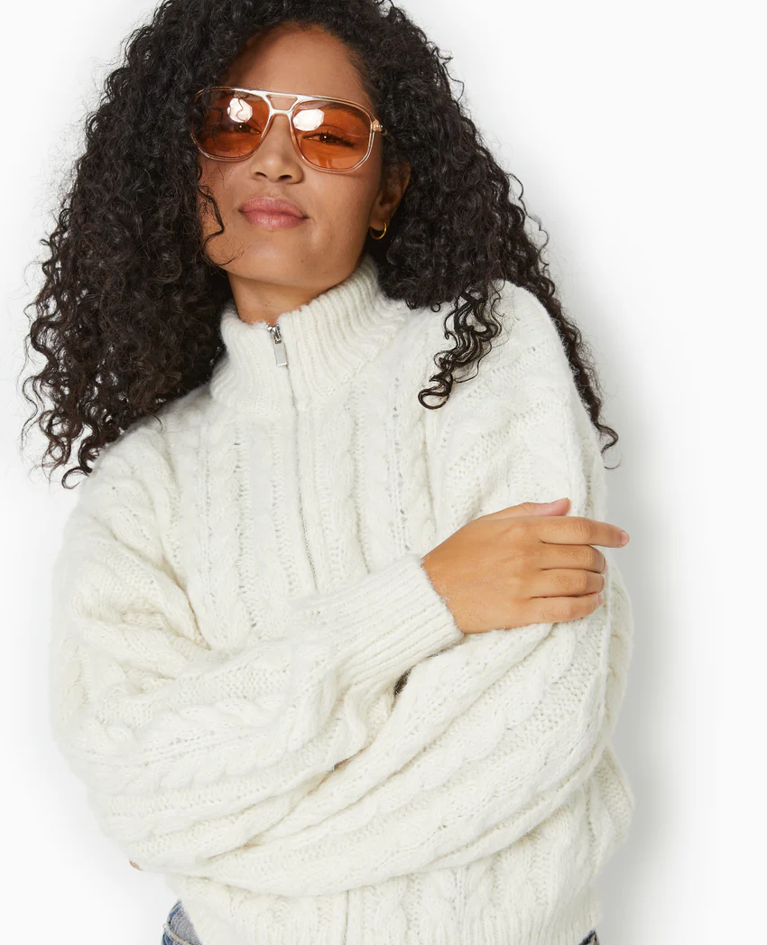 Pimkie Gilet zippé en maille torsadée