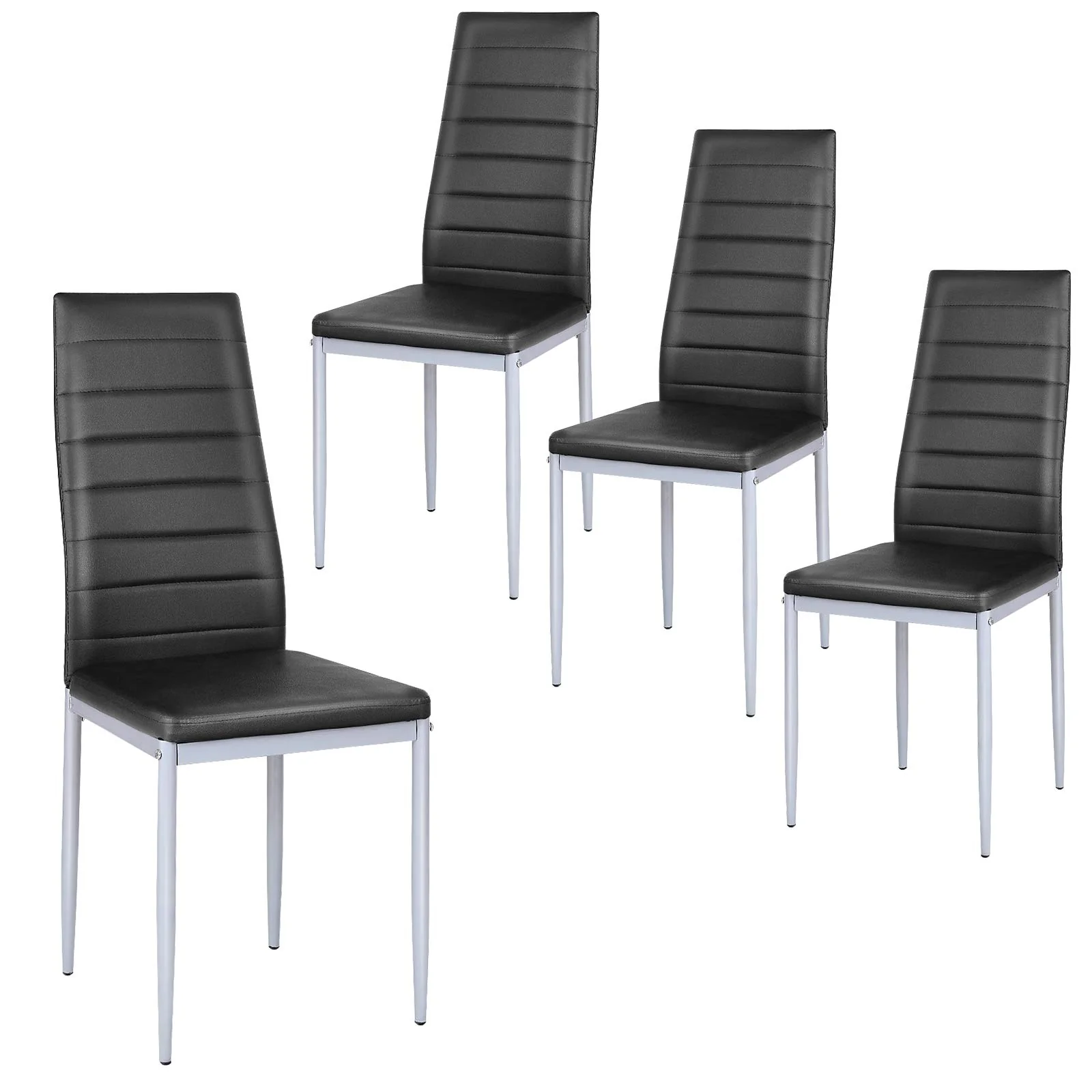 BEFOUNDLOVELY PU Leather Dining Chairs Set of 4, Upholstered Side Chairs w/Ergonomic High Backrest & Steel Frame