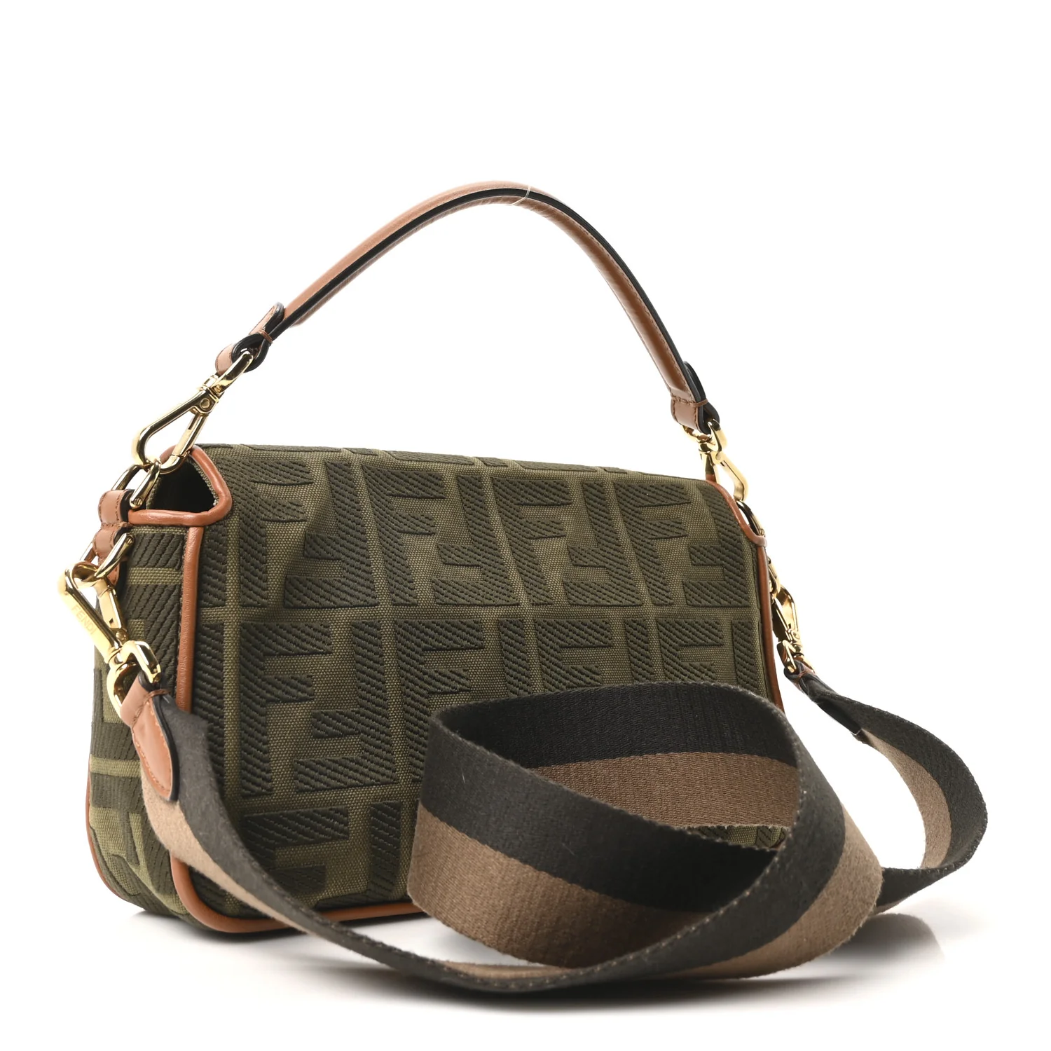 Canvas Vitello King FF Embroidered Baguette Amazzonia Cuoio - Top Club