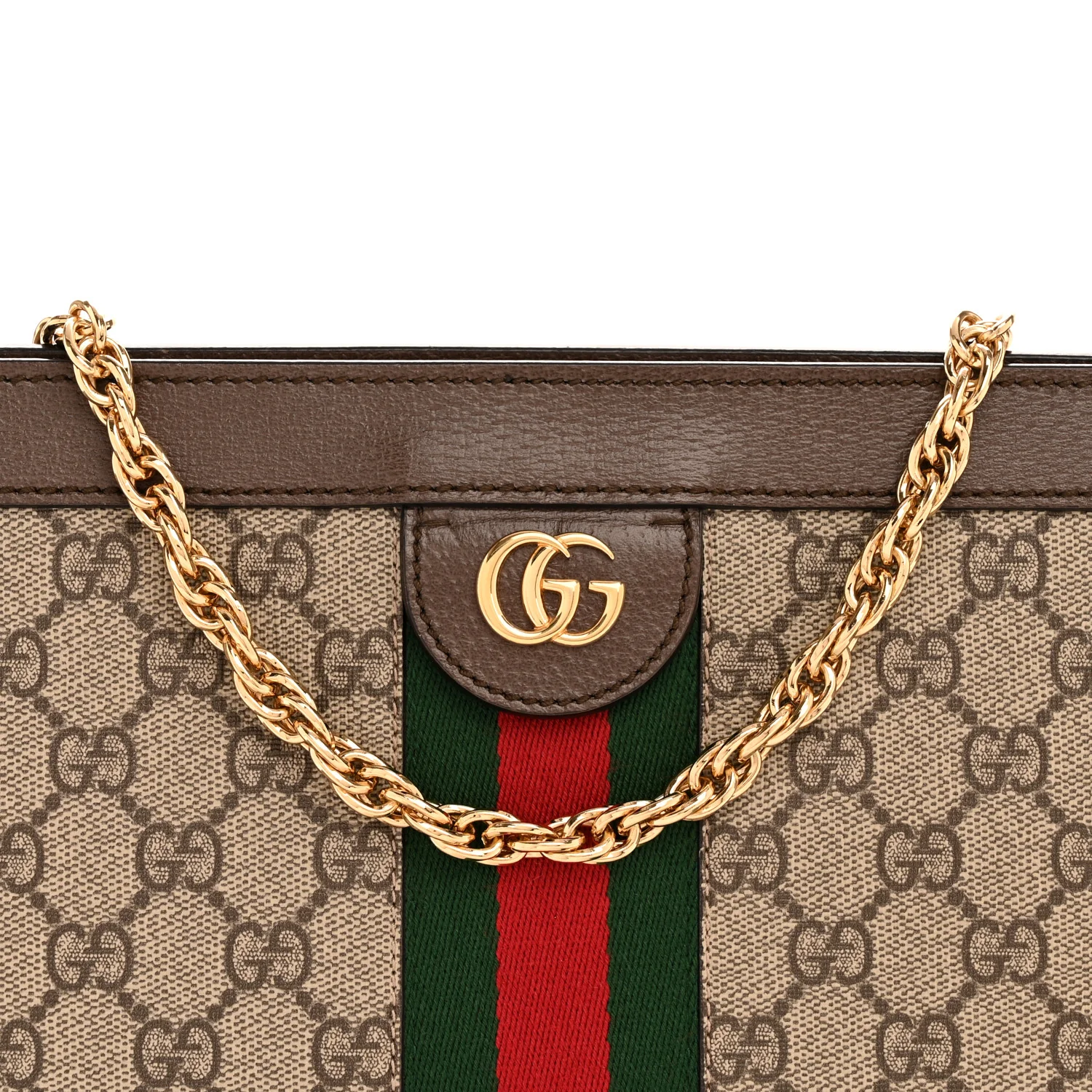 GG Supreme Monogram Web Medium Ophidia Chain Shoulder Bag Brown - Top Club