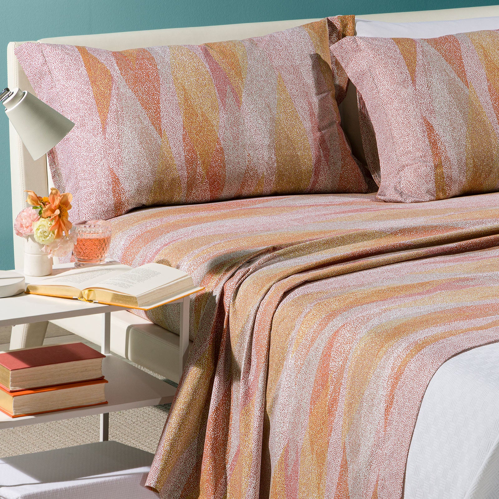 Complete cotton sheet single orange caleffi