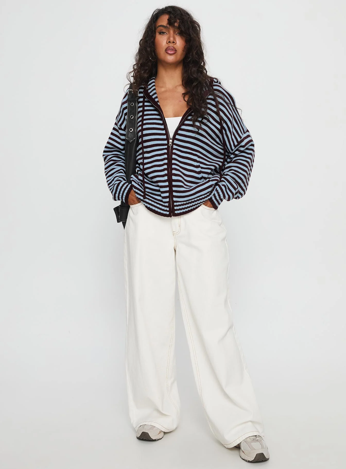 Brienna Zip Jacket Burgundy / Blue Stripe