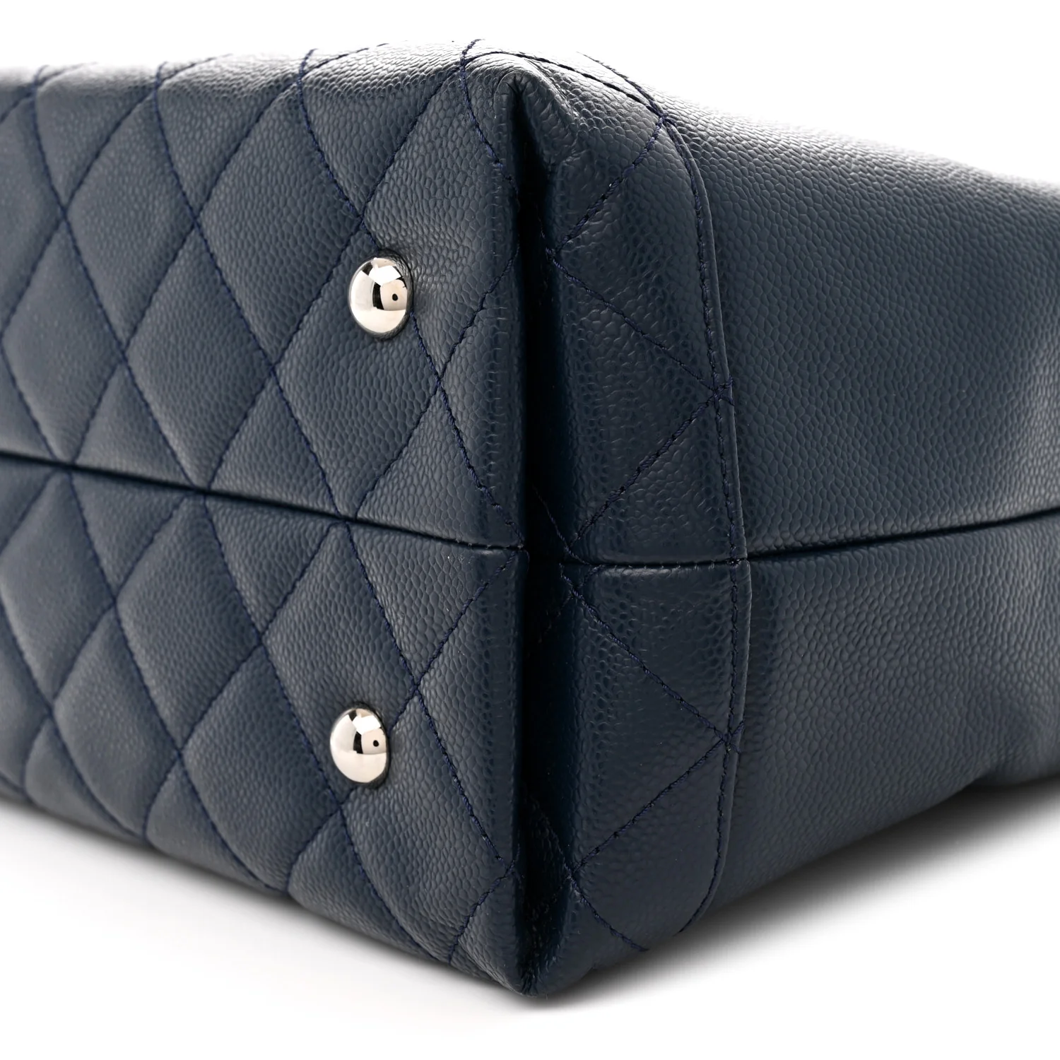 Soft Caviar CC Medium Top Handle Tote Navy Blue - Top Club