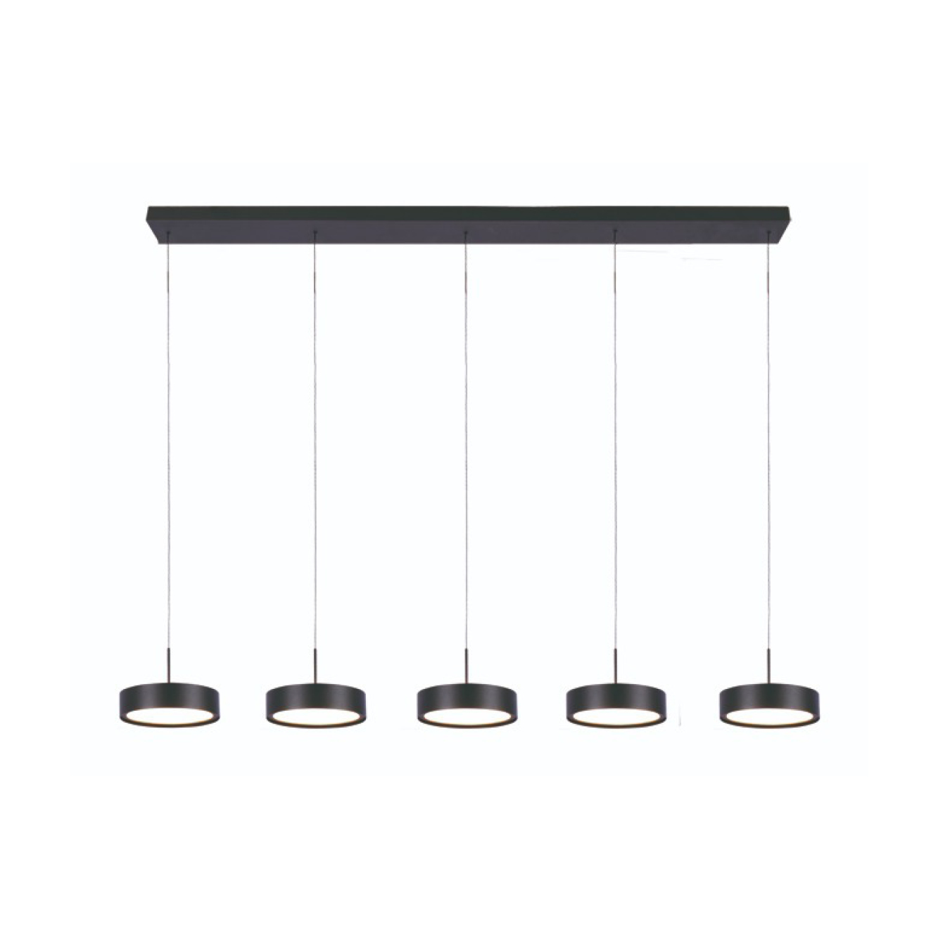 Hanglamp Karel 5-lichts balk zwart
