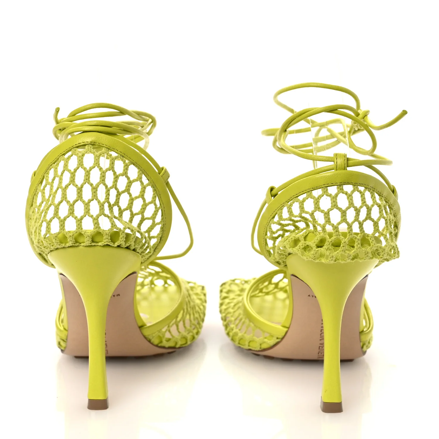 Mesh Nappa Stretch Ankle Tie Sandals 39 Kiwi - Top Club