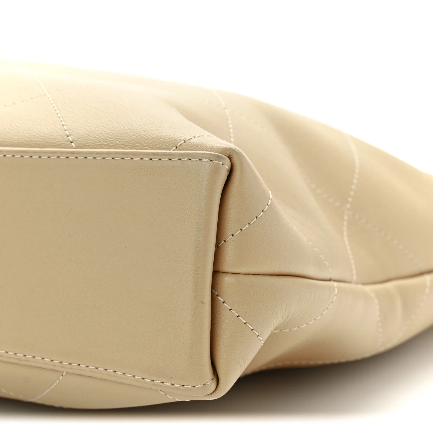 Calfskin Stitched Small Shopping Tote Dark Beige - Top Club