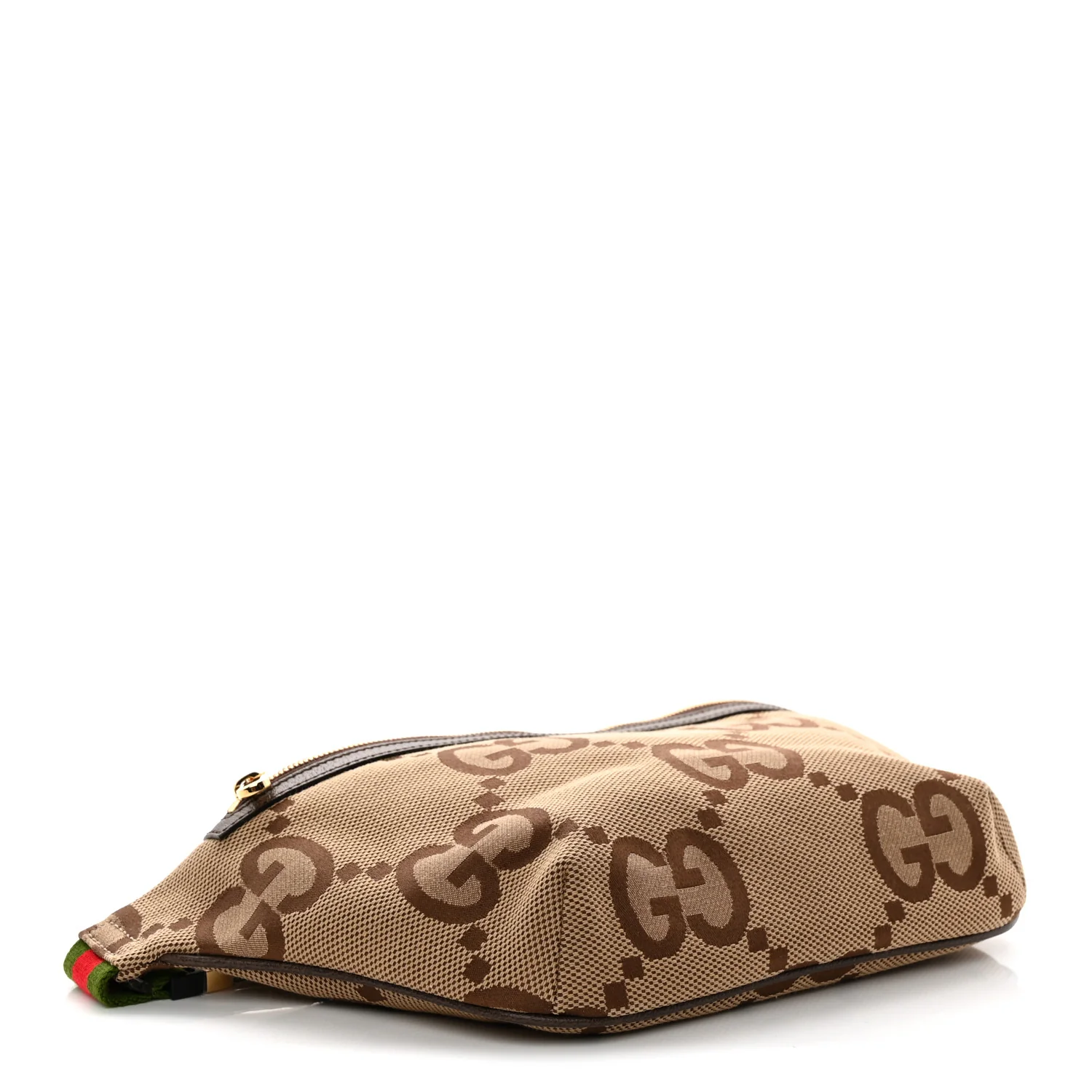 Monogram Jumbo GG Textured Dollar Calfskin Web Belt Bag Camel Ebony New Acero - Top Club