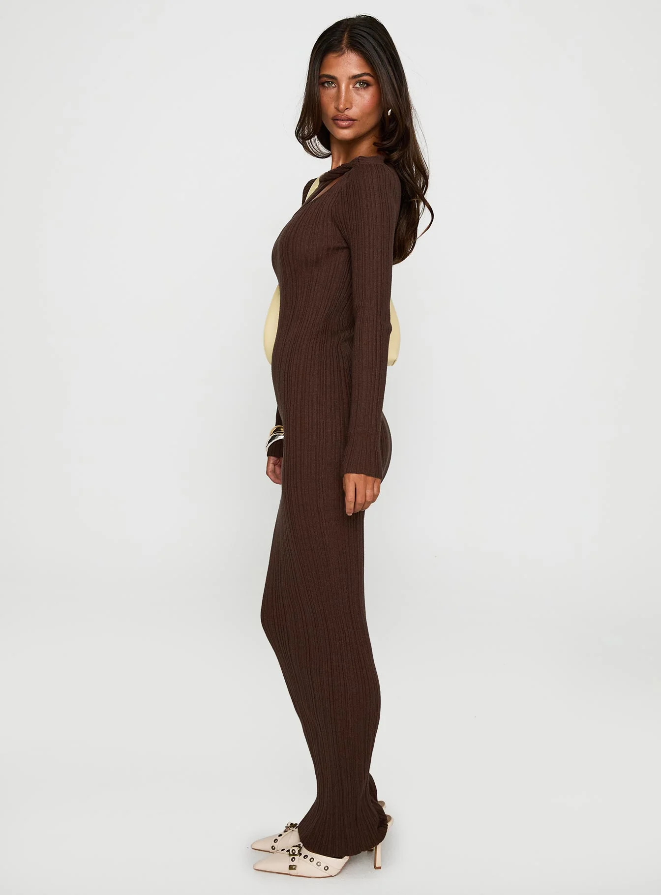 Gyselle Long Sleeve Maxi Dress Brown