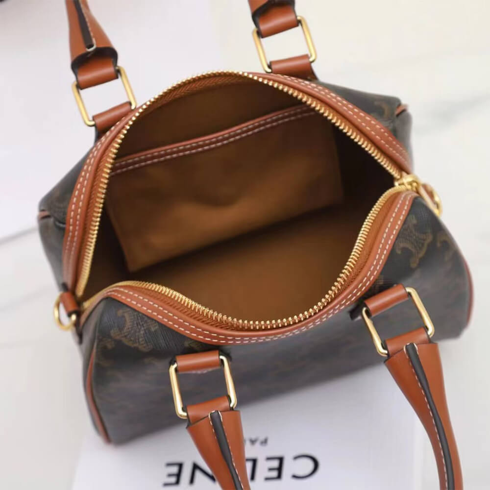 CELINE Small Boston IN Triomphe Canvas and calfskin - Top Club