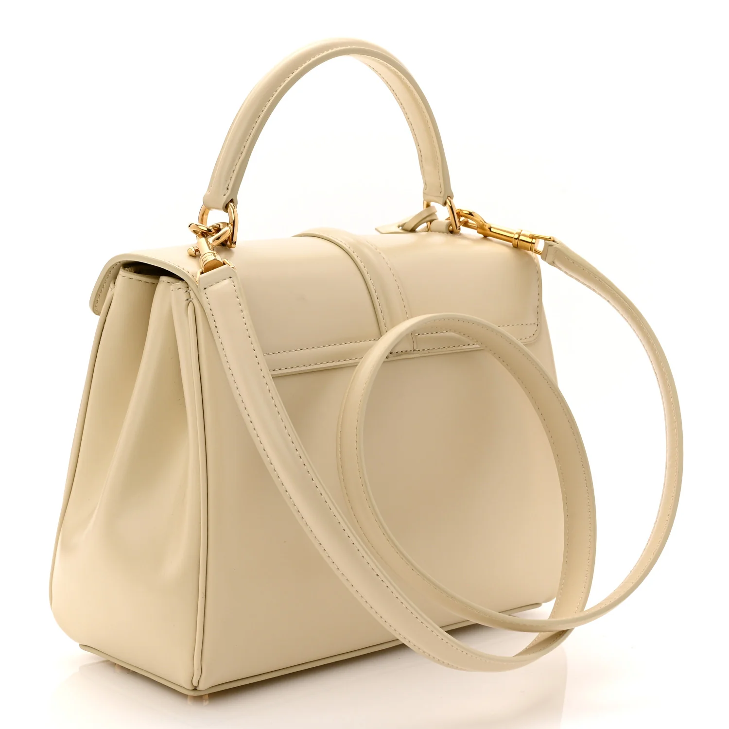 Satinated Calfskin Small 16 Top Handle Bag Beige - Top Club
