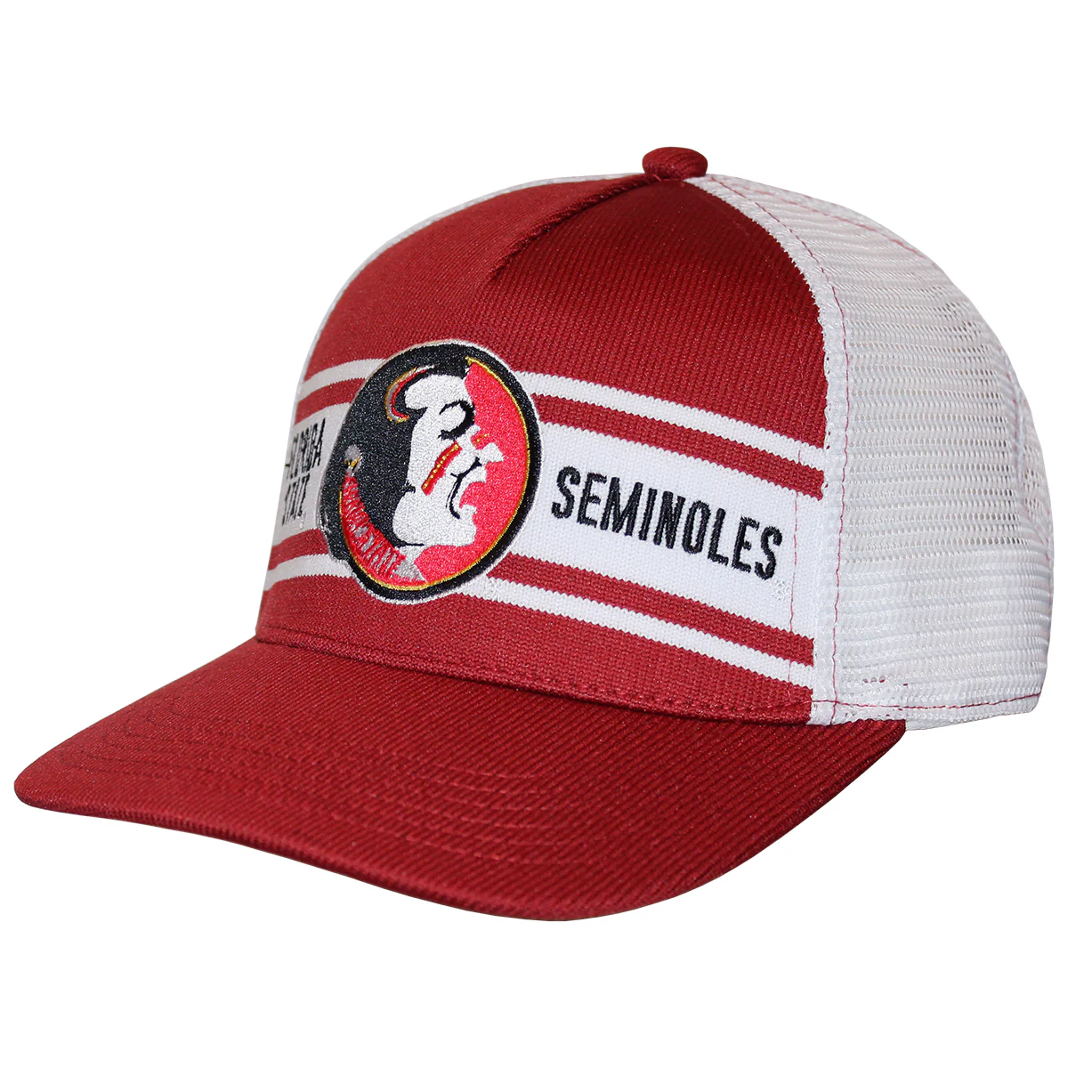 Legacy Men's Vault Seminole Logo/Florida State Seminoles Design Adjustable Throwback Trucker Hat - Cardinal/White - MoB Apparel