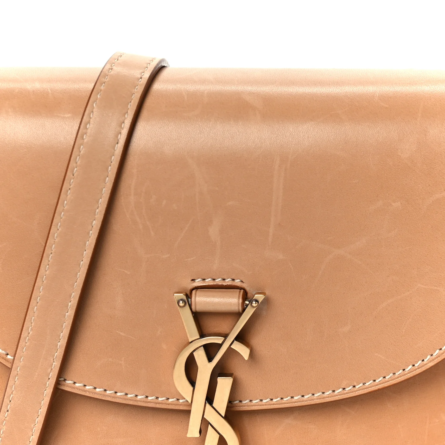 Smooth Vintage Calfskin Small Kaia Satchel Brown Gold - Top Club