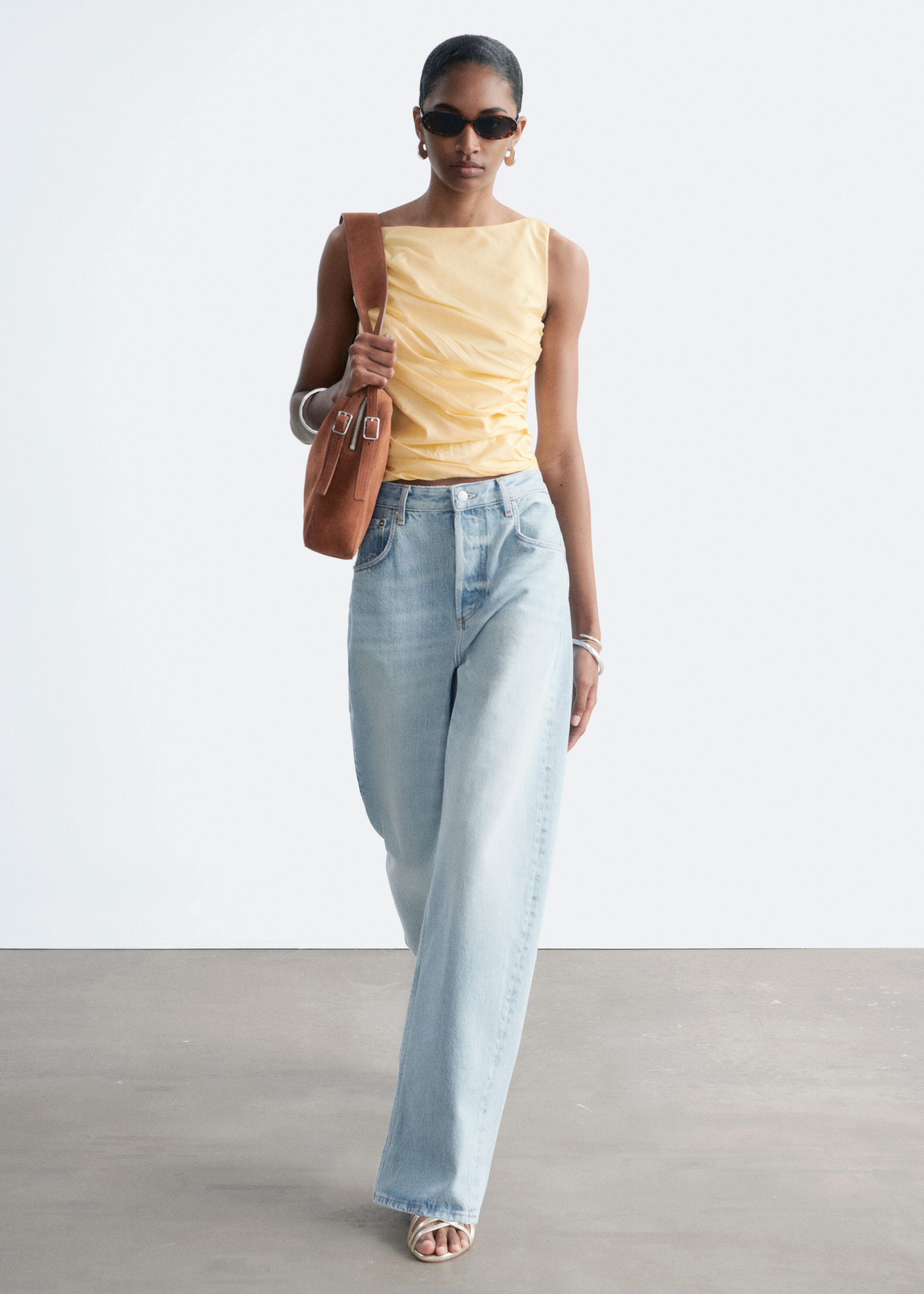 & Other Stories TEXTURED BOATNECK TOP