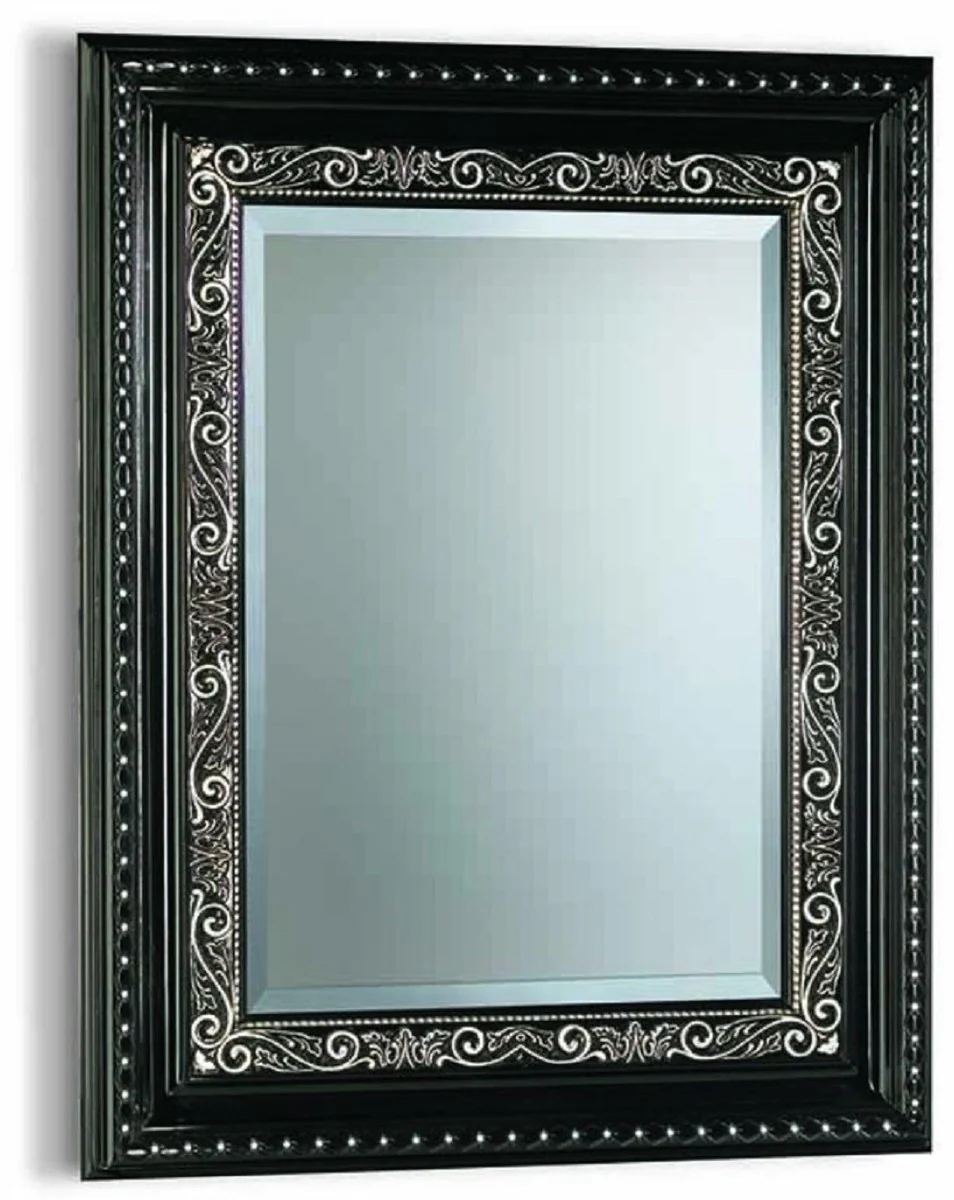 Luxury baroque mirror with crystal glass black / silver H. 140 cm - Made in Italy
