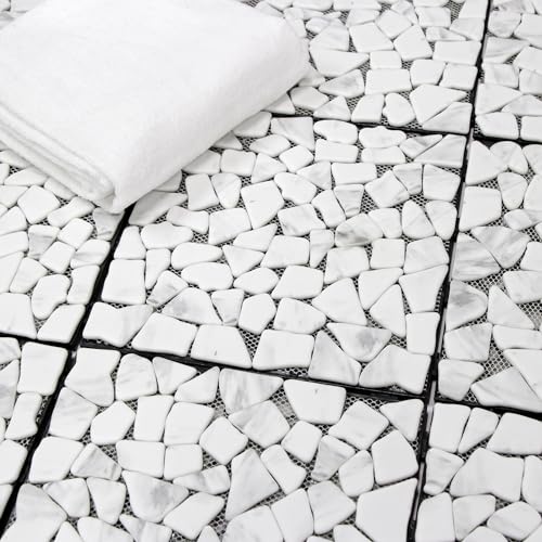 SUNWINGS 4PCS Natural Stone Interlocking Deck Tiles 12