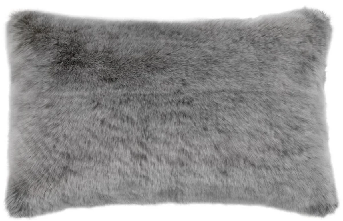 Luxury faux fur cushion dark gray 60 x 40 cm - living room decoration accessories