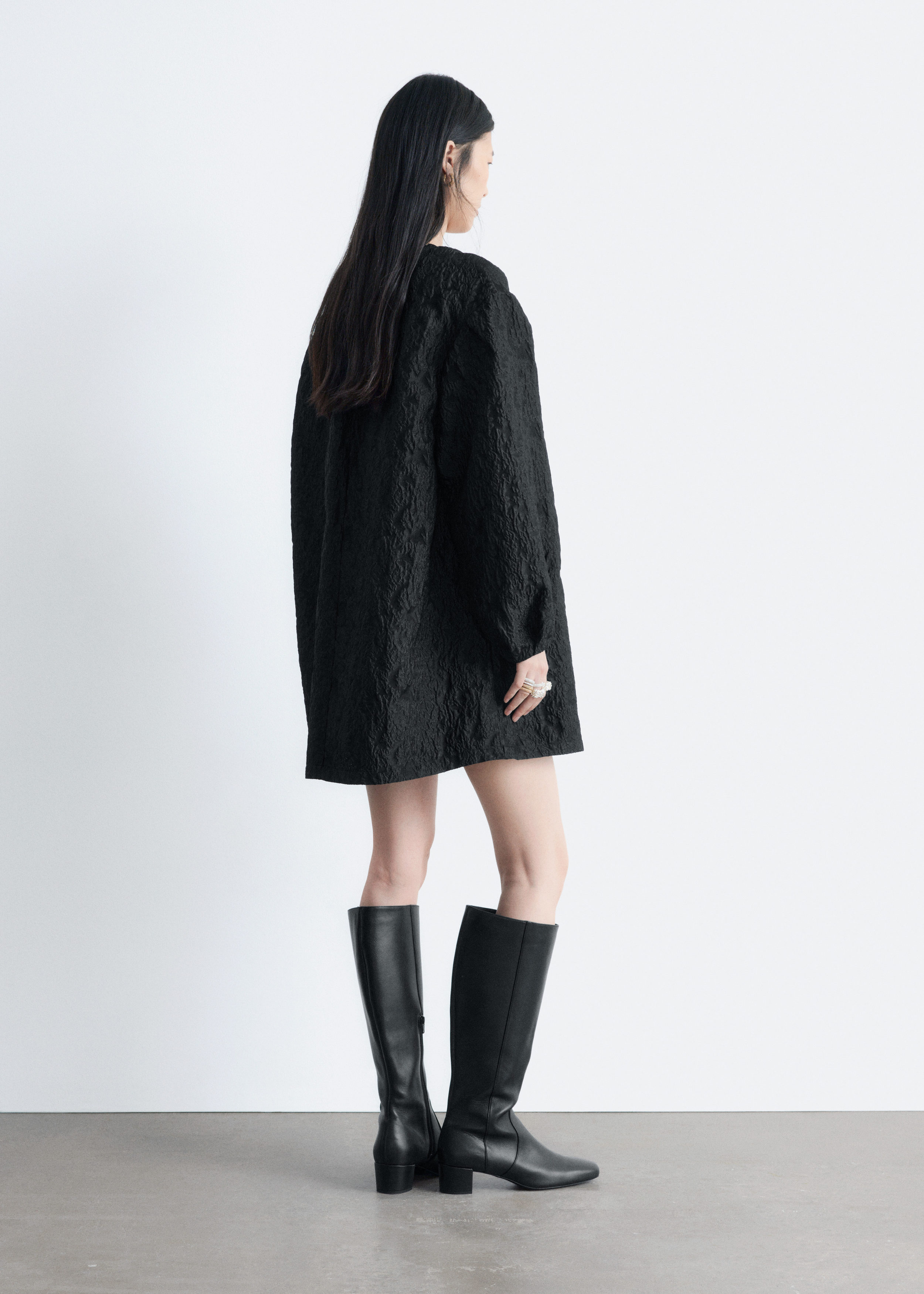 & Other Stories TIE-FRONT JACQUARD MINI DRESS