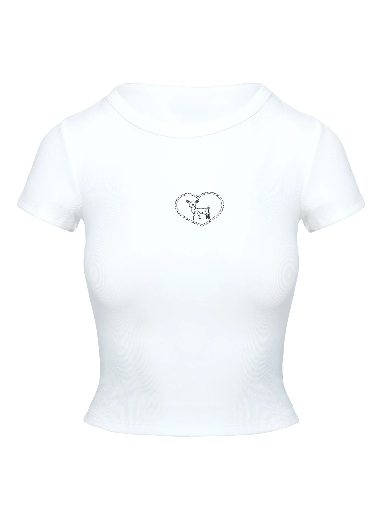 Baseline Rib Tee Oh Deer White