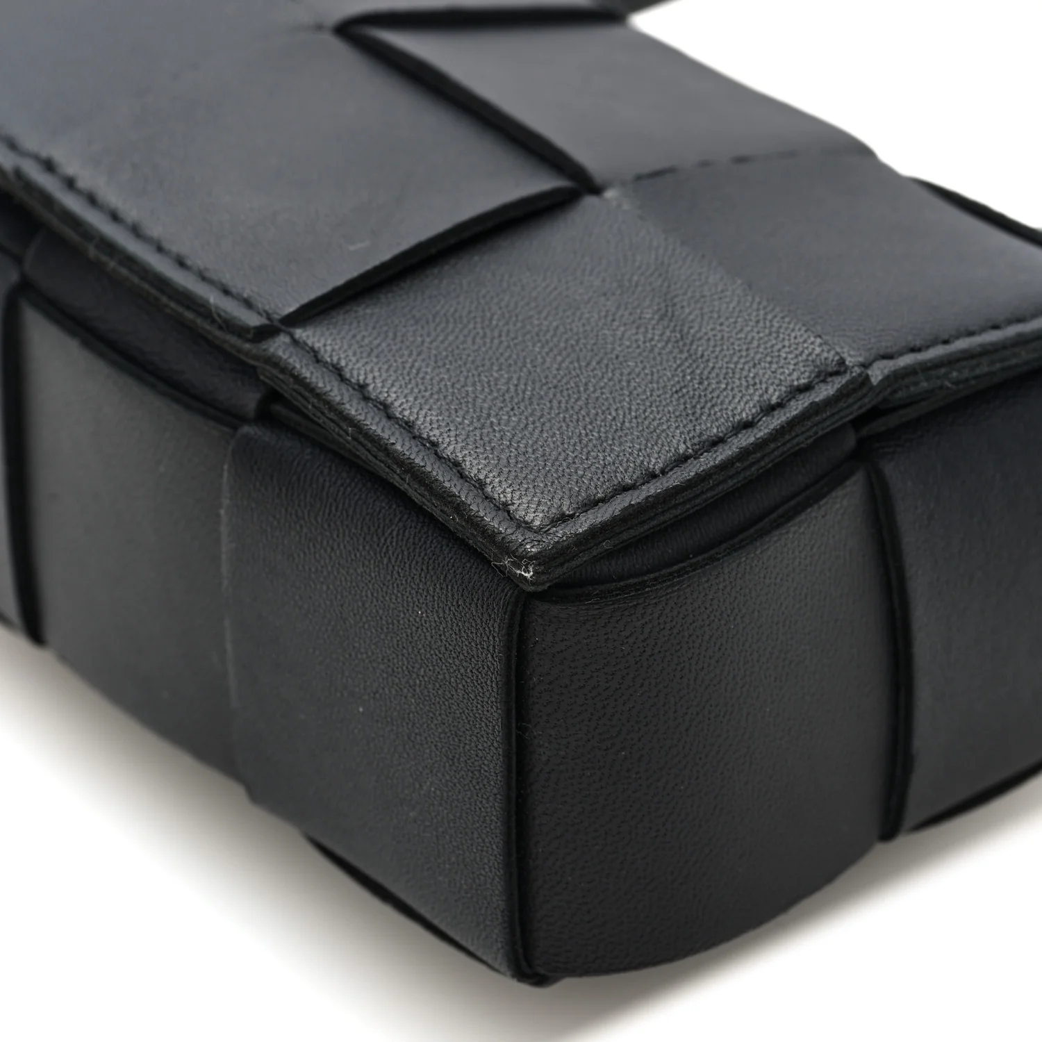 Lambskin Maxi Intrecciato Extra Mini Cassette Crossbody Bag Black - Top Club
